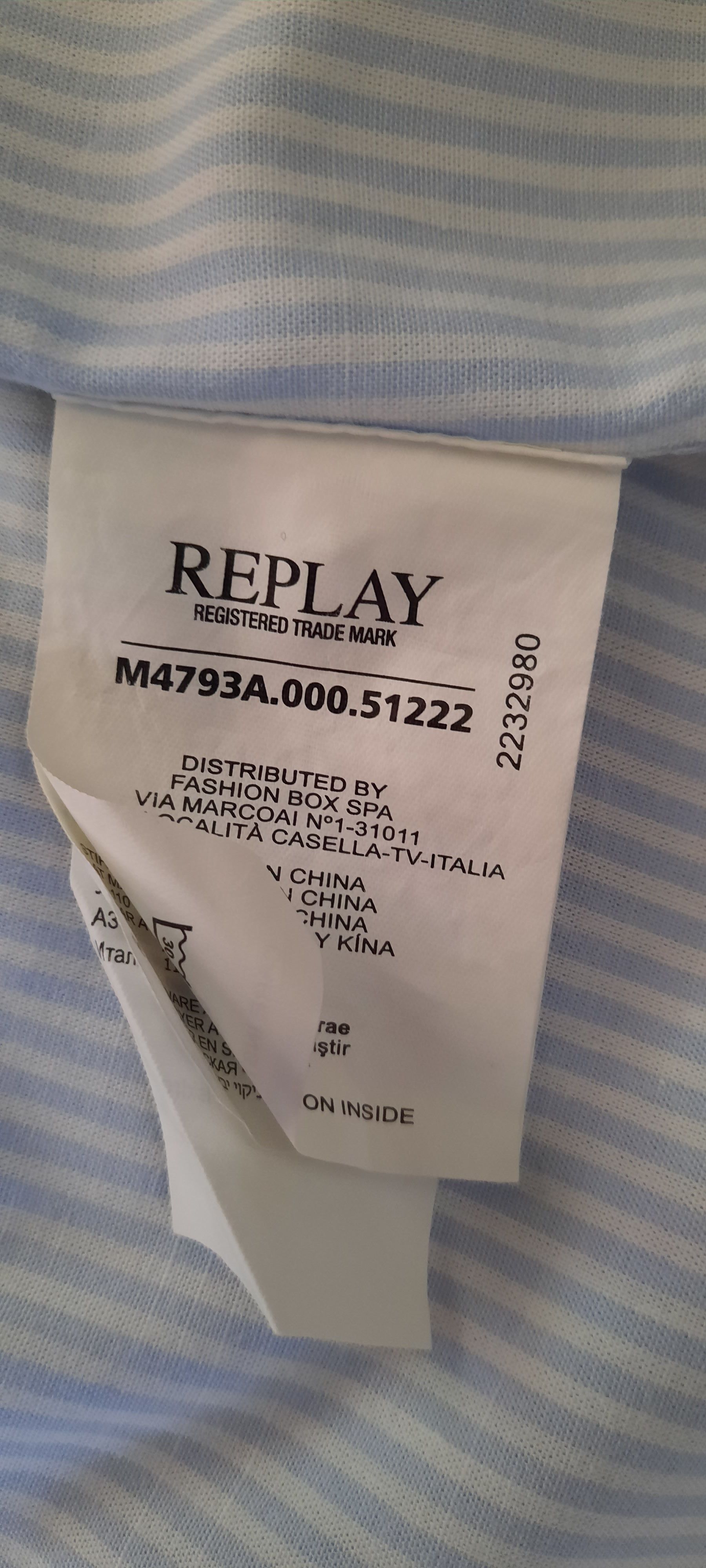 Replay REPLAY Men's Long-Sleeved Shirt, Blue and White Striped, M Size US M / EU 48-50 / 2 - 8 Thumbnail
