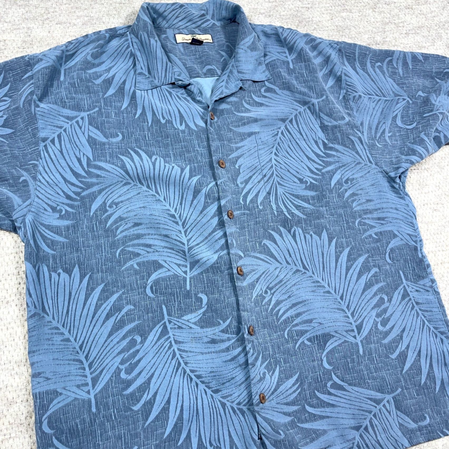 Tommy Bahama Tommy Bahama Shirt Men Large Blue Floral Silk Hawaiian Button Up Camp Palm Leaf Pocketed Size US L / EU 52-54 / 3 - 4 Thumbnail