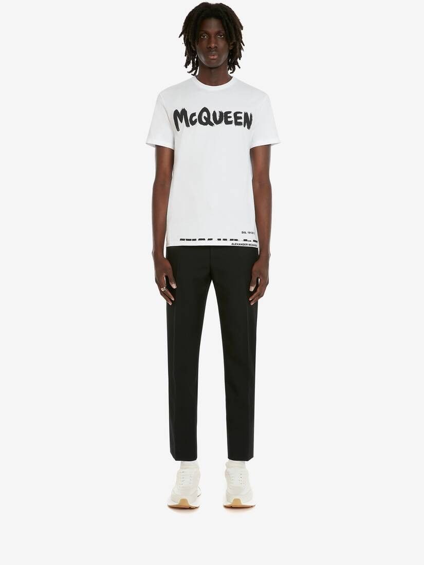 Alexander McQueen o1w1db10725 McQueen Graffiti T-Shirt in White Size US XL / EU 56 / 4 - 1 Thumbnail