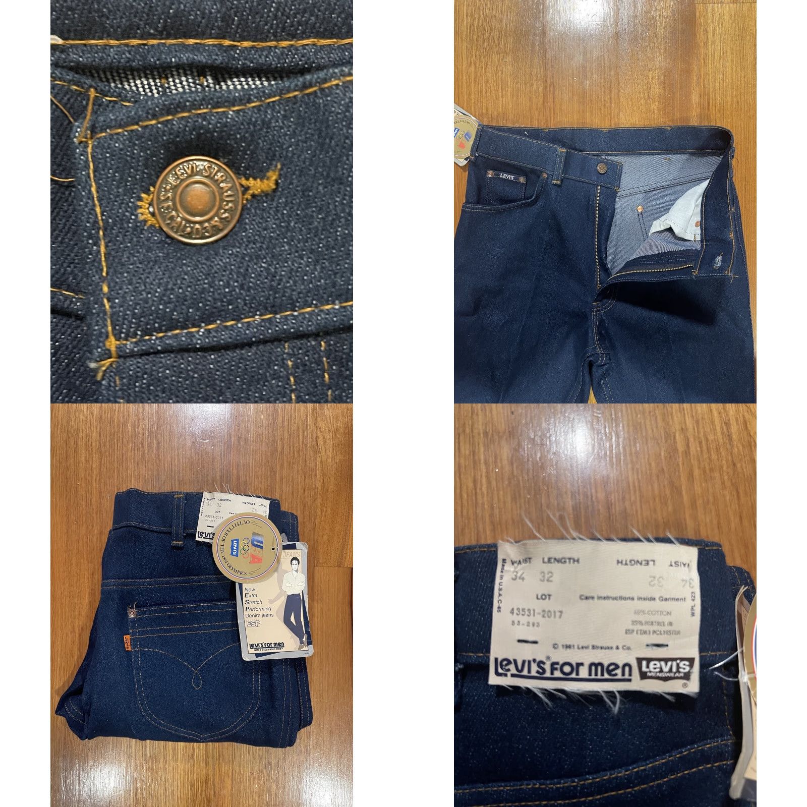 Levi's VINTAGE Levi's Jeans Mens 34x32 Flared Orange Tab Deadstock 1981 Jeans Mens Regular 34x32 Orange Flared 80s American Mens Size US 34 / EU 50 - 9 Thumbnail