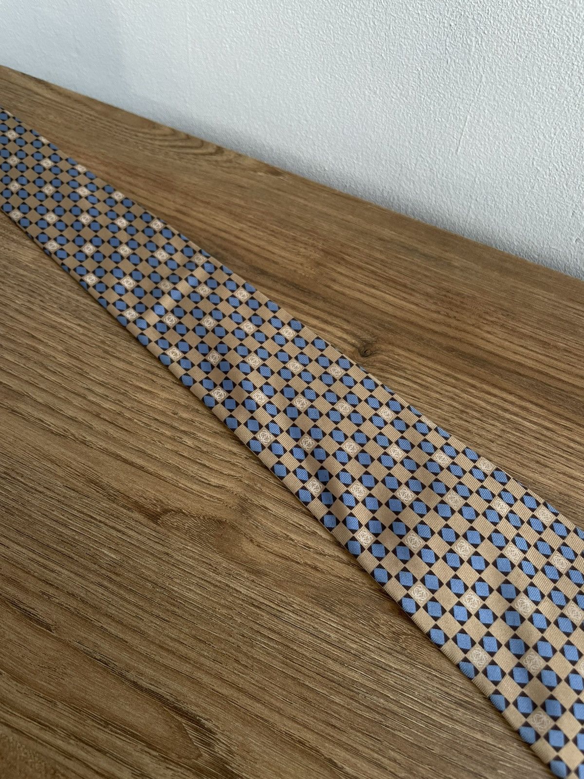 Loewe Loewe Madrid Silk Tie Monogram Logo Yellow Blue Mundo Loewe Size ONE SIZE - 7 Thumbnail