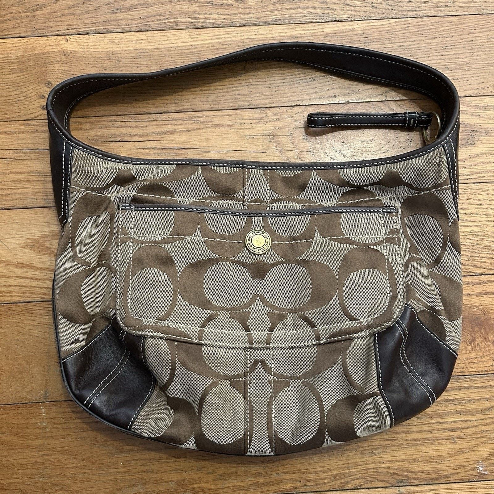 Coach COACH Large Hobo Signature Jacquared Shoulder Bag ? Brown 