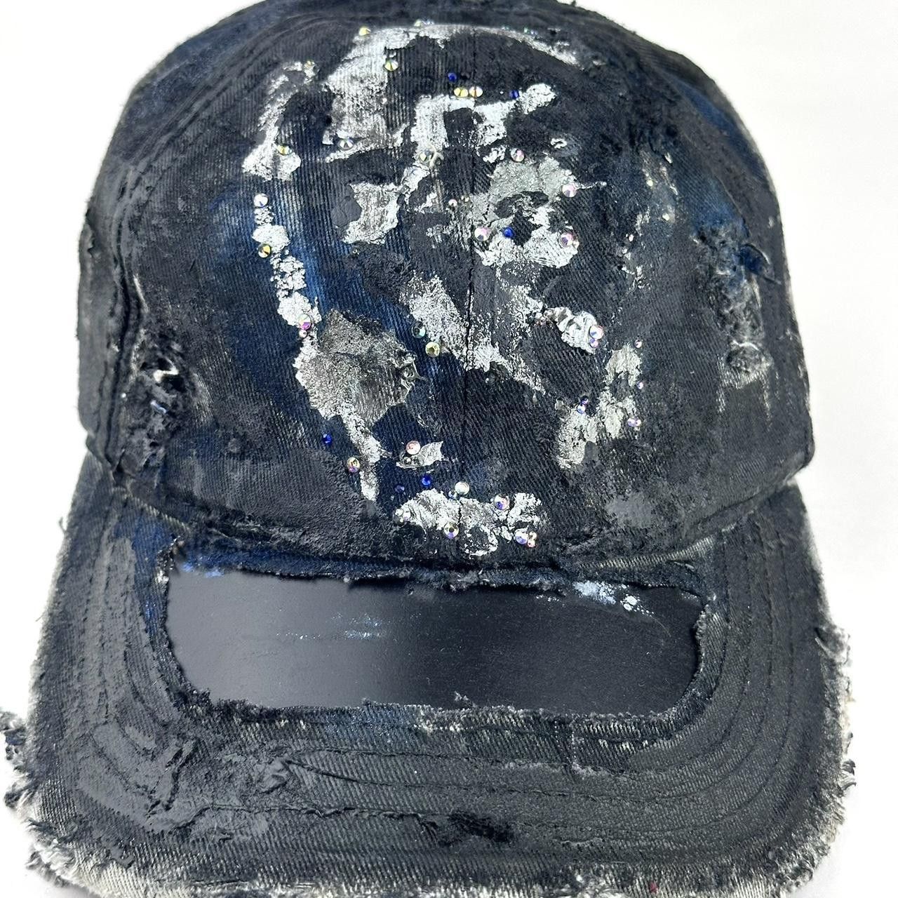 Other ASTROBOI* 'SILVER SURF' Black Washed Rhinestone Denim Hat Size ONE SIZE - 2 Thumbnail
