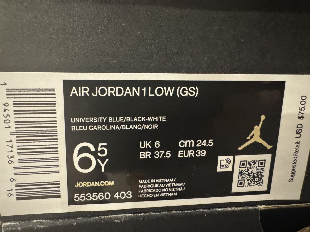 Jordan Brand GS 6.5Y SHIPS FAST Jordan 1 Low University Blue OG SE 4 11 Size US 6.5 / EU 39-40 - 5 Thumbnail