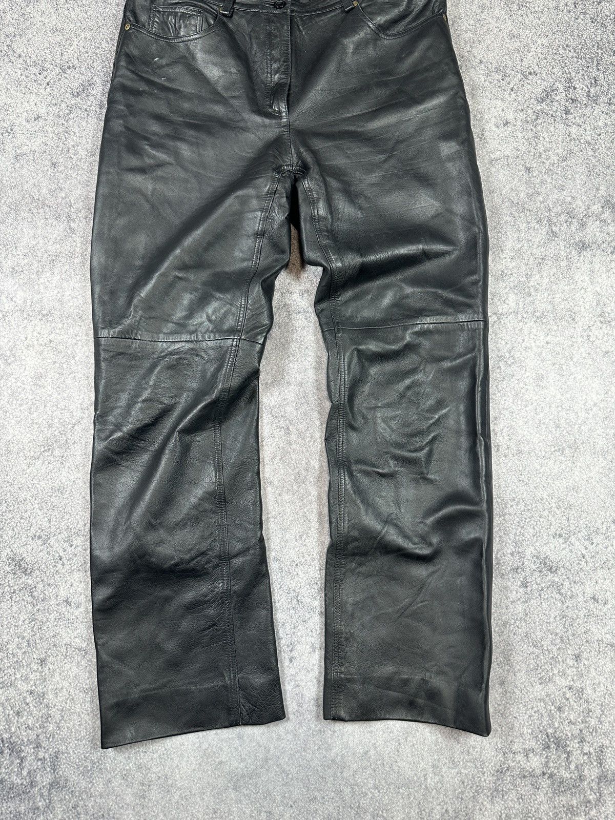 Genuine Leather Y2K Vintage Leather Pants Opium Style Alt Biker USA Rare M Size US 31 - 3 Thumbnail