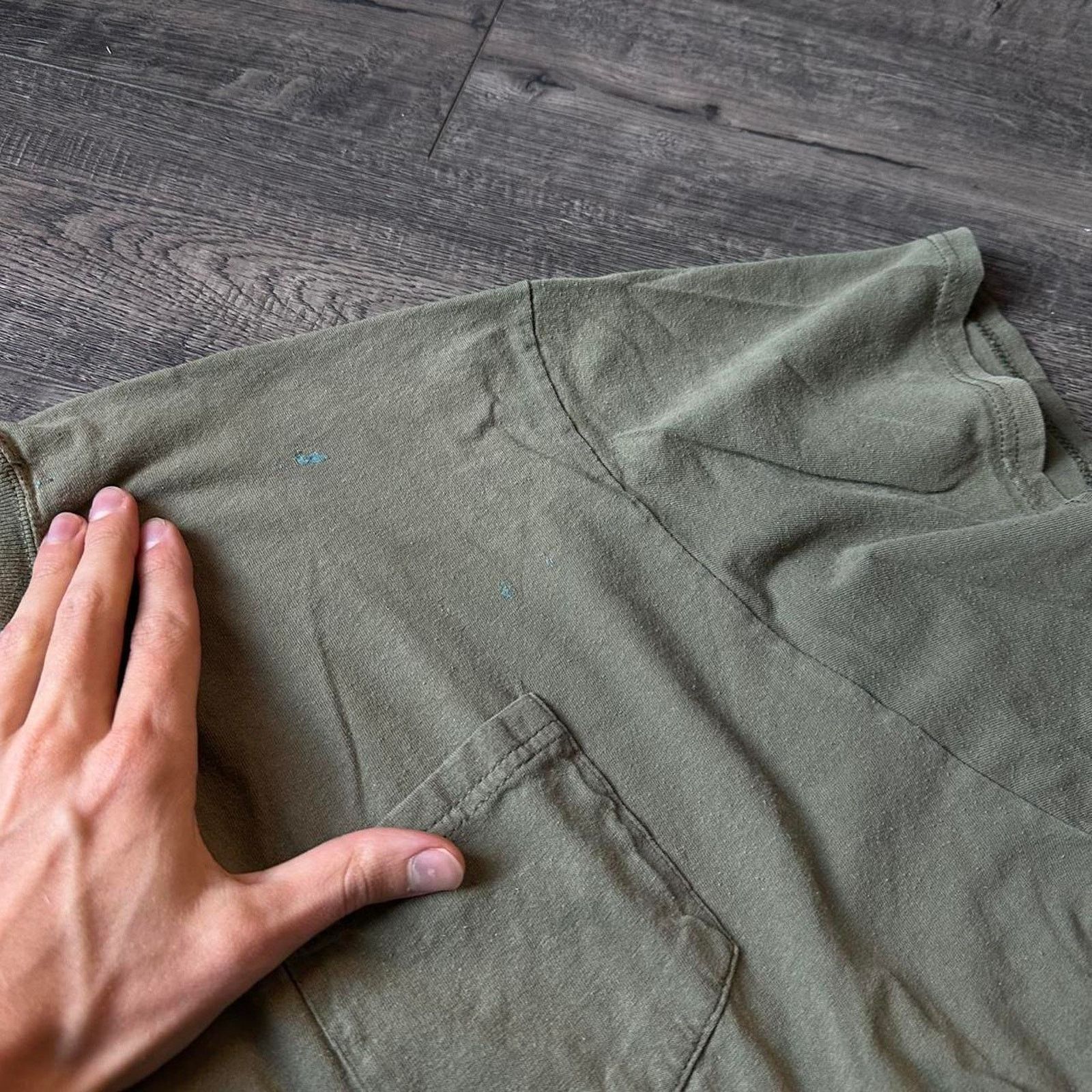 Vintage Y2K Green Olive Faded Thrashed Baggy Oversized Cotton Tee Size US XXL / EU 58 / 5 - 6 Thumbnail