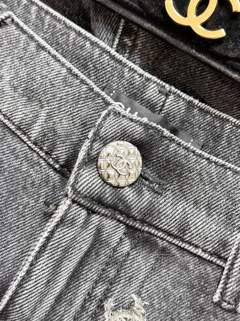 Chanel Chanel Silver double C full logo denim trousers Size 25" / US 0 / IT 36 - 4 Thumbnail