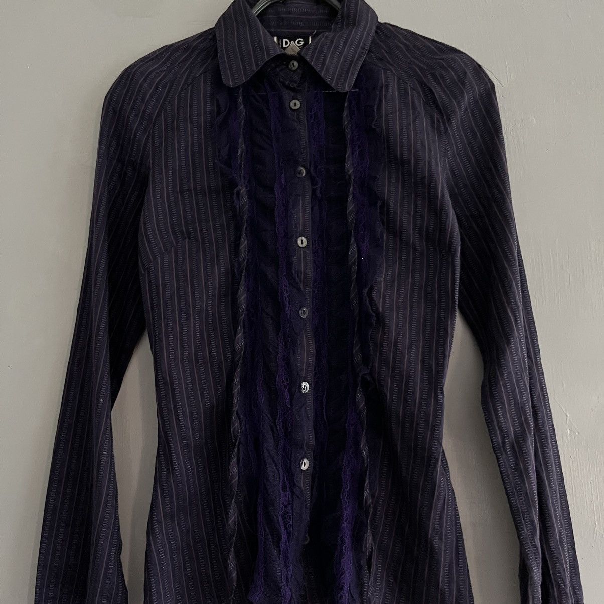 Dolce & Gabbana Dolce & Gabbana Ruflle Laced Stripes Button Up Shirt Size S / US 4 / IT 40 - 2 Thumbnail