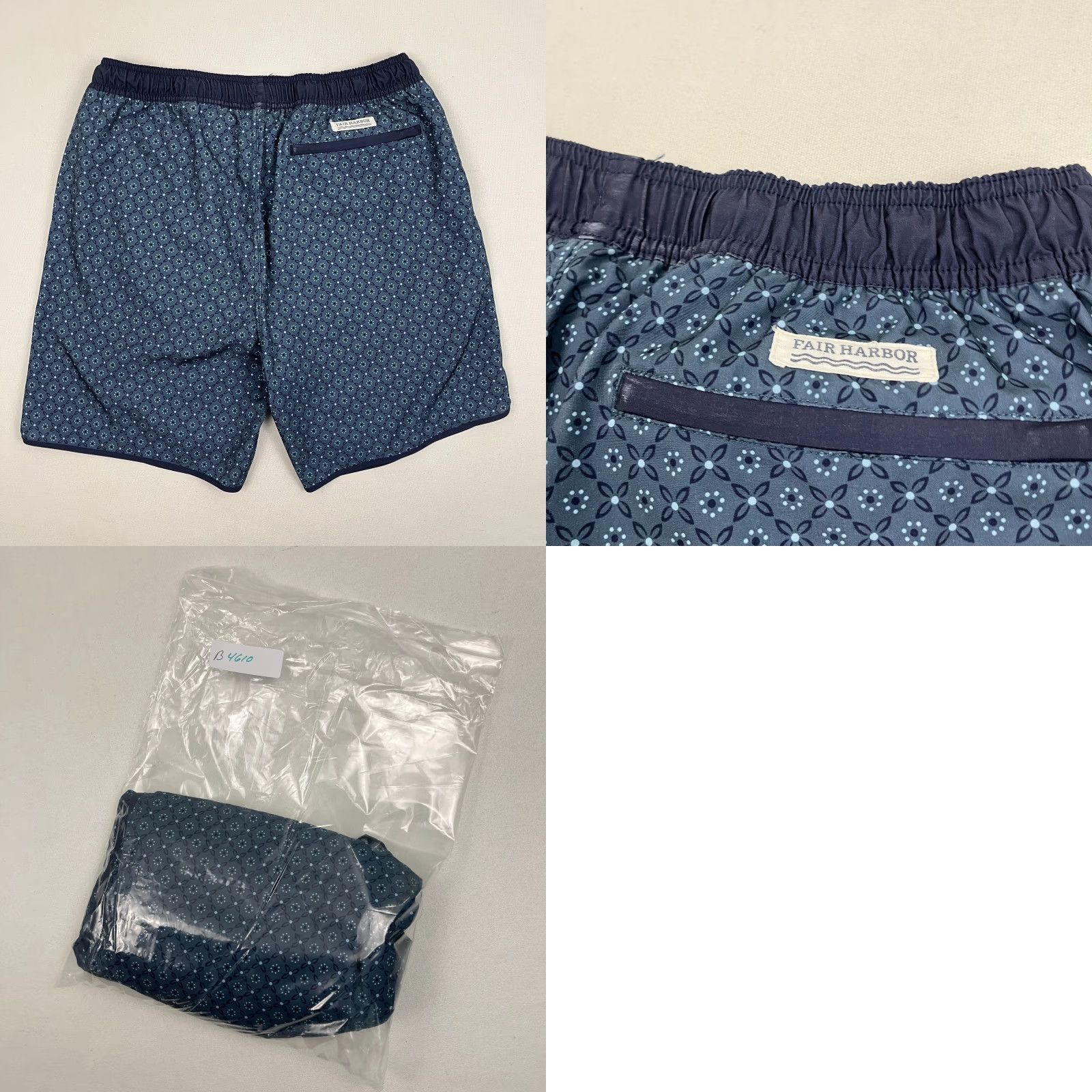 Vintage Fair Harbor Board Shorts Mens XL 7" Geometric Blue Lined Beach Swim Trunks Size US 36 / EU 52 - 8 Thumbnail