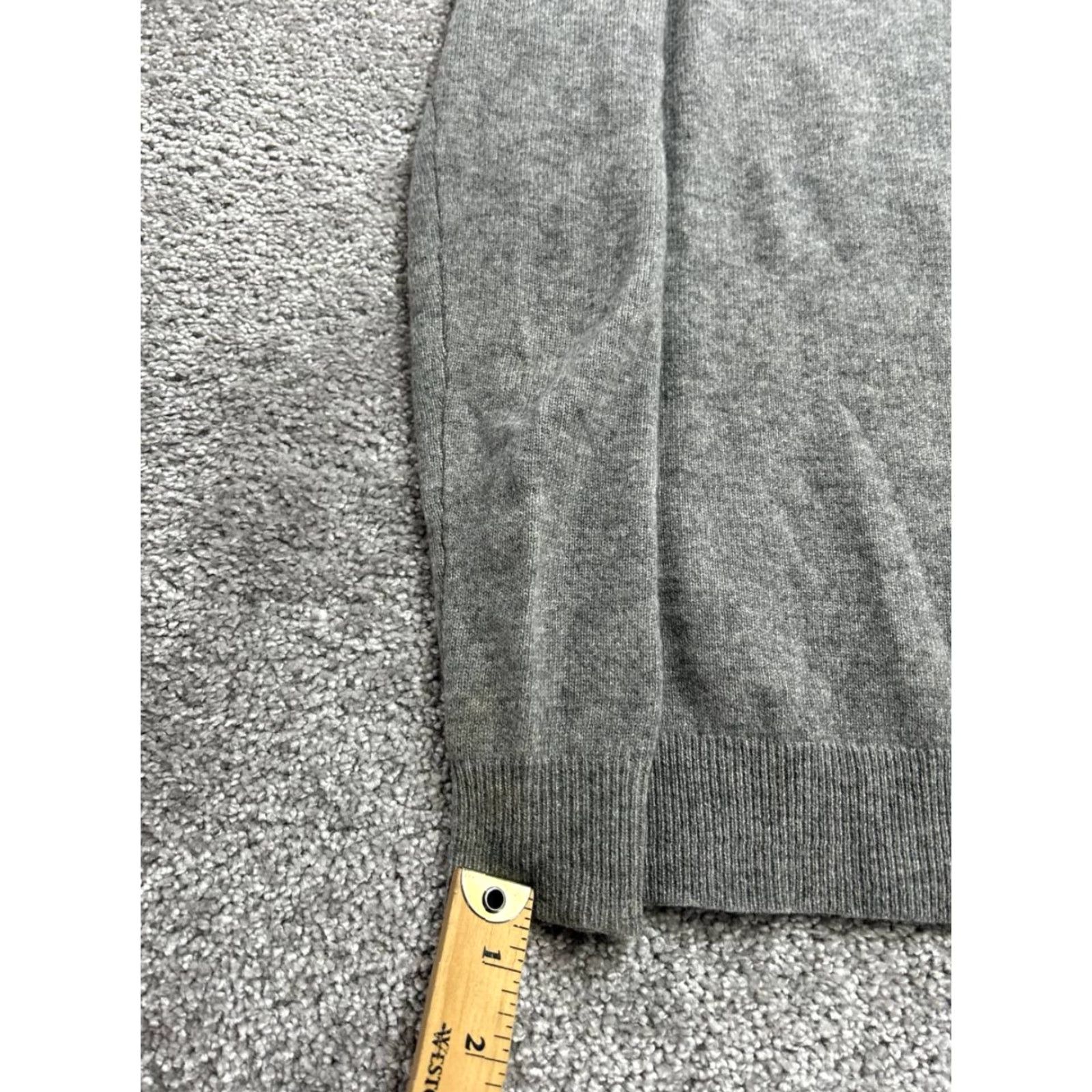 Bloomingdale's C By Bloomingdales Sweater Womens XS Gray Cashmere Tight Knit Ribbed Trim Casual Size XS / US 0-2 / IT 36-38 - 5 Thumbnail