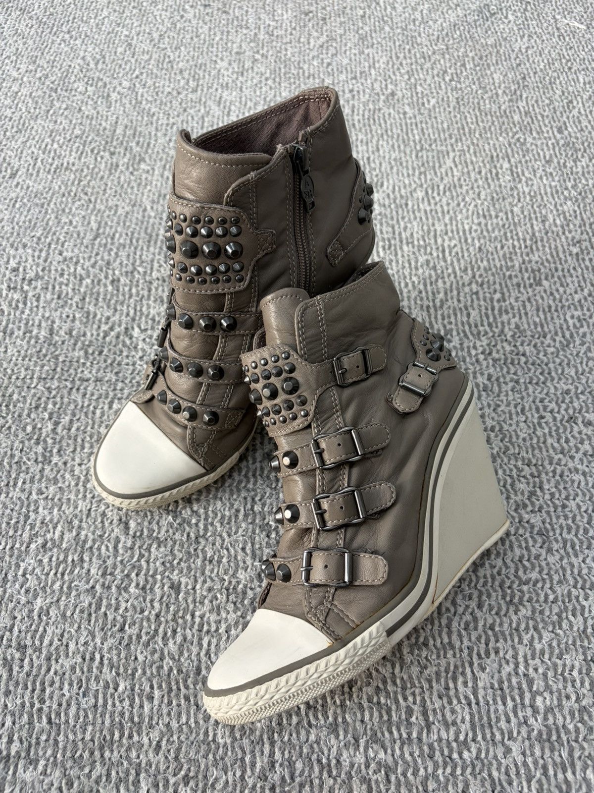ASH Ash Stud Wedge Genial Buckled Leather Size 38 Size US 8 / IT 38 - 1 Thumbnail