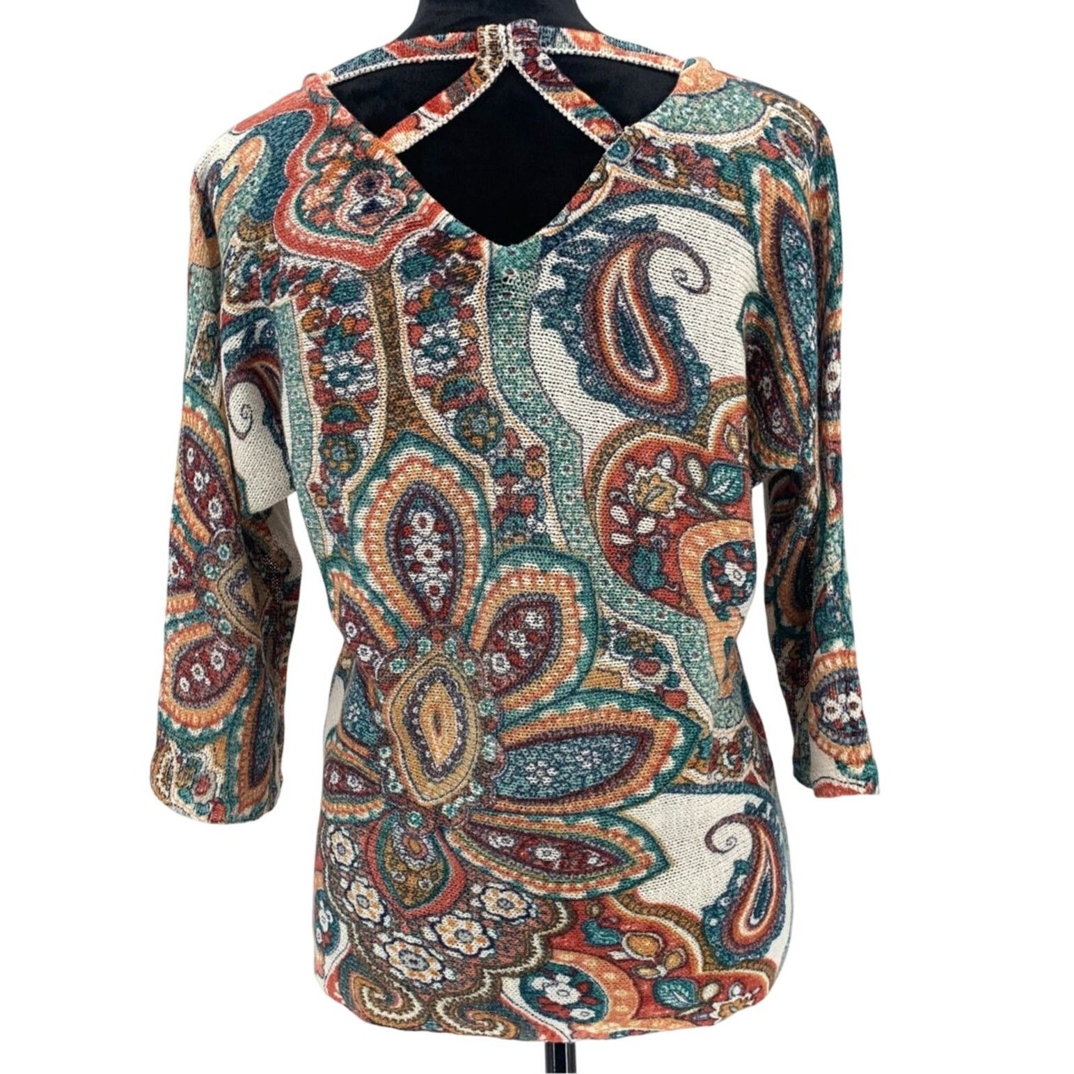 Chicos Chico's Cross Back Shirt Womens Size 1 Medium Brown Blue Size M / US 6-8 / IT 42-44 - 6 Thumbnail