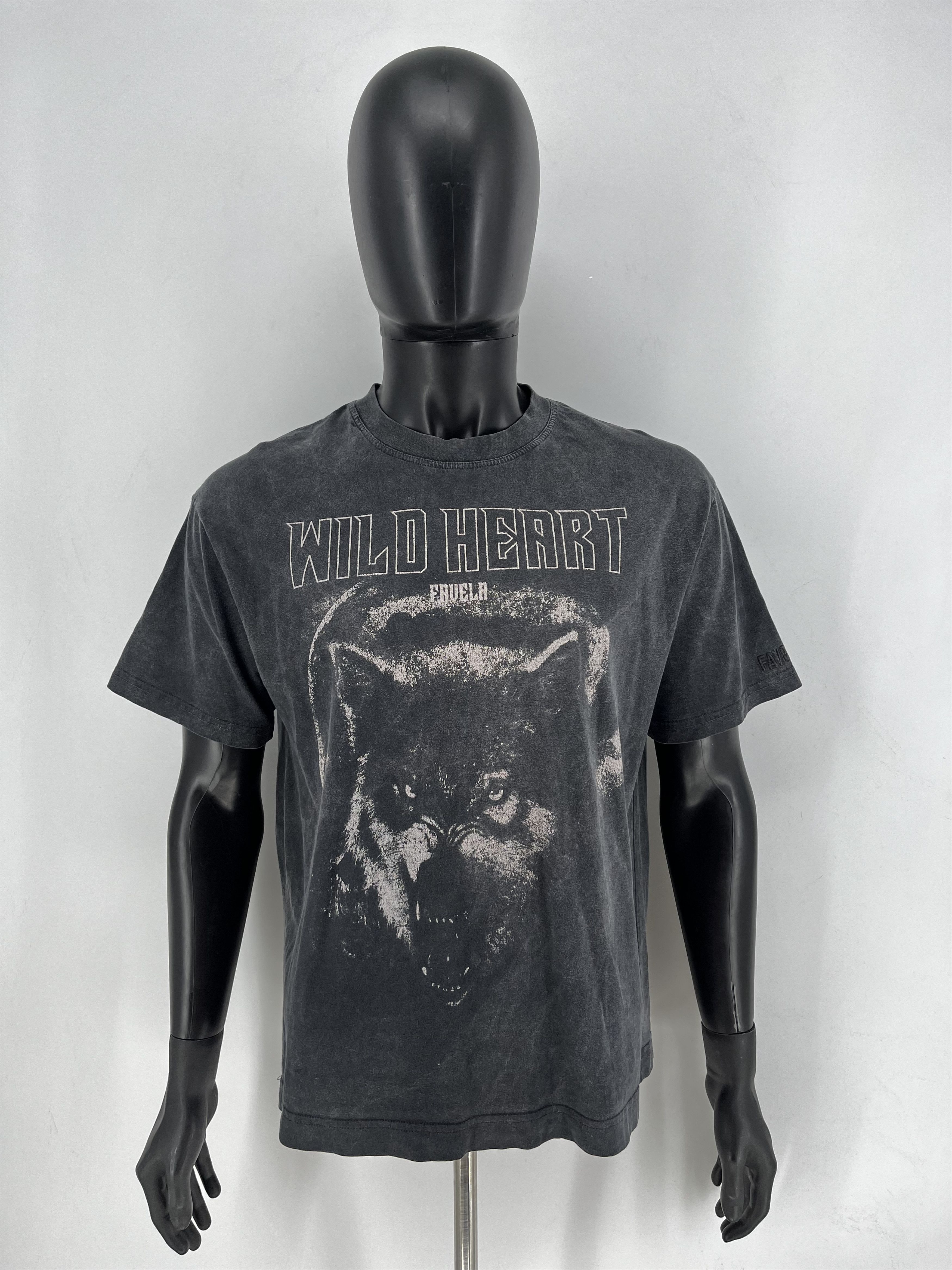 FAVELA FAVELA Vintage Wolf Tee “Wild Heart” Washed Black S Size US S / EU 44-46 / 1 - 2 Thumbnail