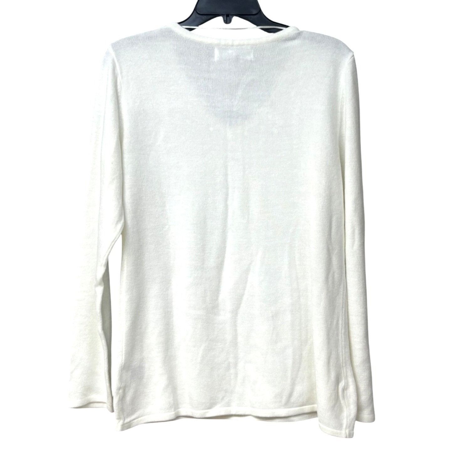 Other Karen Scott Luxsoft Faux-Pearl V-neck sweater, Winter White Size M / US 6-8 / IT 42-44 - 6 Thumbnail