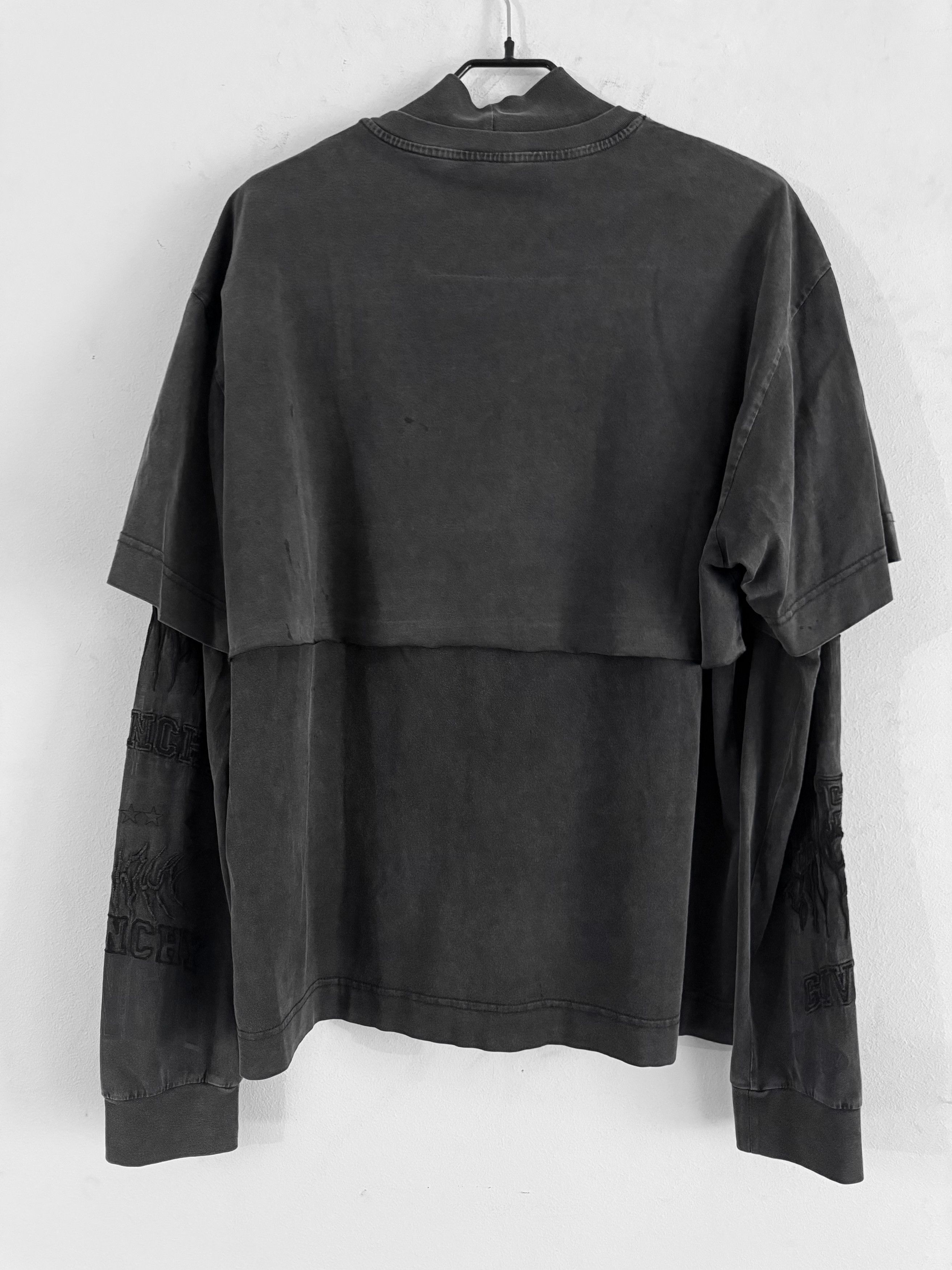 Givenchy Double Layer Embroidered Long Sleeve Tee Shirt Black Size US XL / EU 56 / 4 - 2 Thumbnail