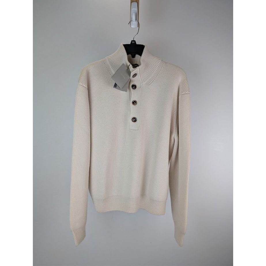 Tom Ford o1rshd1 Knitwear Button Sweater in Ivory Size US XL / EU 56 / 4 - 1 Thumbnail