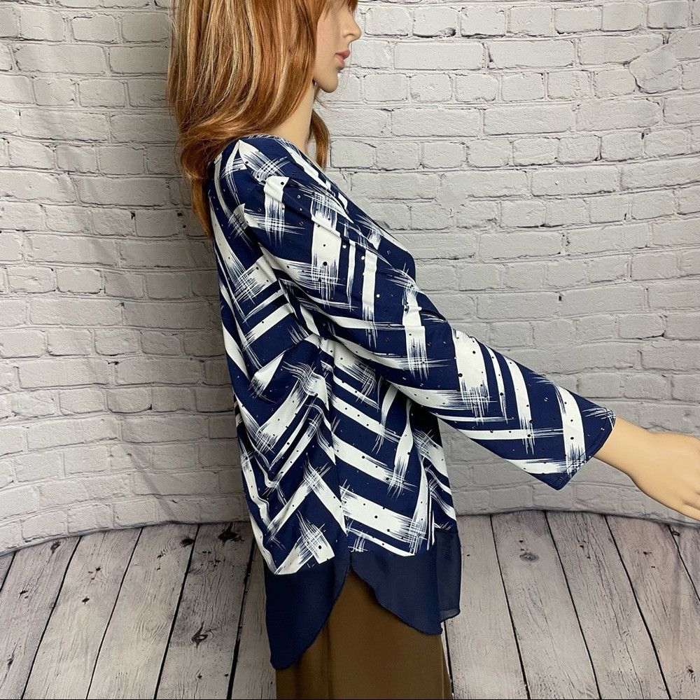 Other New Kate Lilly Designs Blue White 3/4 Sleeve Top Size M Size M / US 6-8 / IT 42-44 - 5 Thumbnail