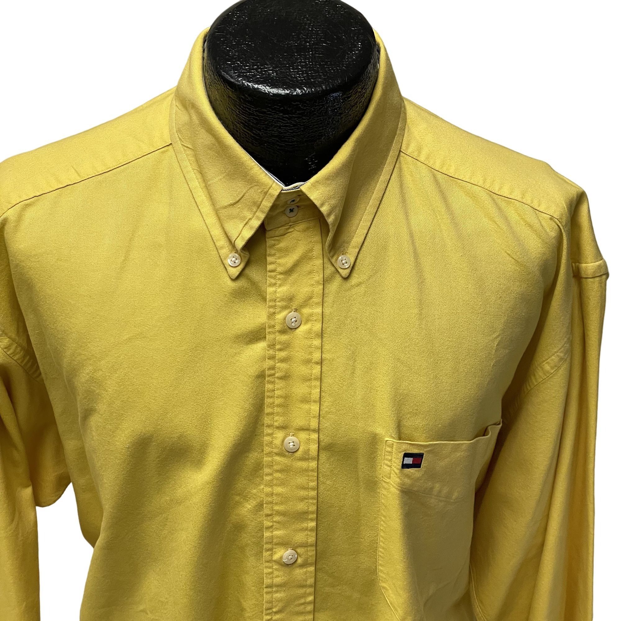 Tommy Hilfiger Vtg Tommy Hilfiger SOLID YELLOW Oxford Flag Streetwear Shirt Size US L / EU 52-54 / 3 - 2 Thumbnail