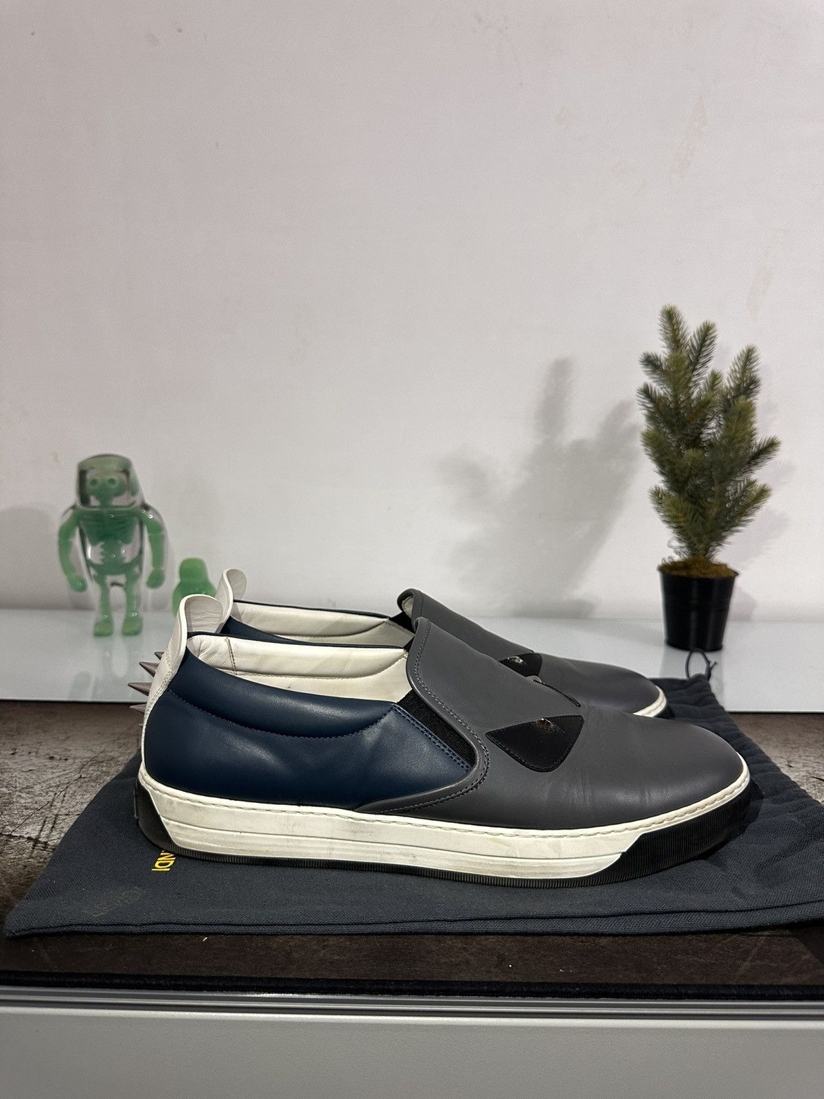 Fendi Grey Monster Sneakers Size US 11.5 / EU 44-45 - 3 Thumbnail