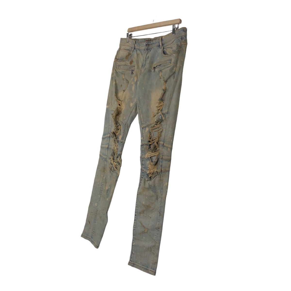 Japanese Brand 🔥Distressed Denim Skinny Punk Design Crysp Denim Japan Size US 34 / EU 50 - 2 Thumbnail