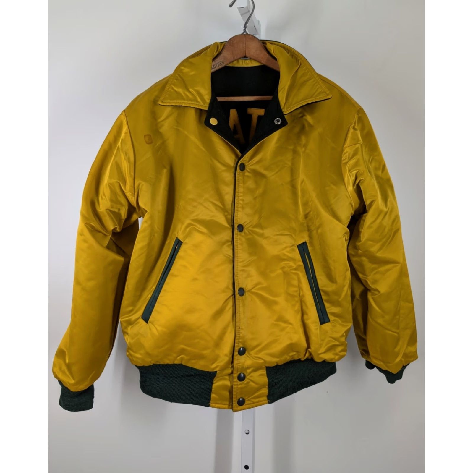 CO VINTAGE Hewitt Mfg Co AVIATION Reversible Letterman Varsity Jacket USA Wool Nylon 1950s 46" Chest Golden Yellow Green Mens Women? Size US S / EU 44-46 / 1 - 4 Thumbnail