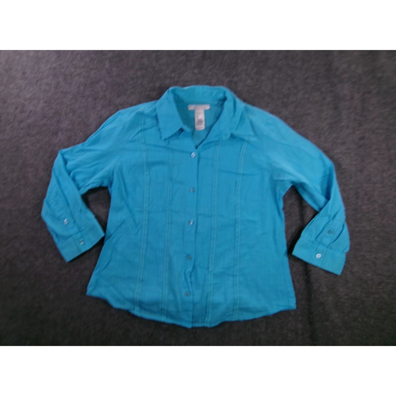 Liz Claiborne Crazy Horse Button-Up Top Women Medium Blue Long Sleeve Classic Casual Office Size M / US 6-8 / IT 42-44 - 3 Thumbnail