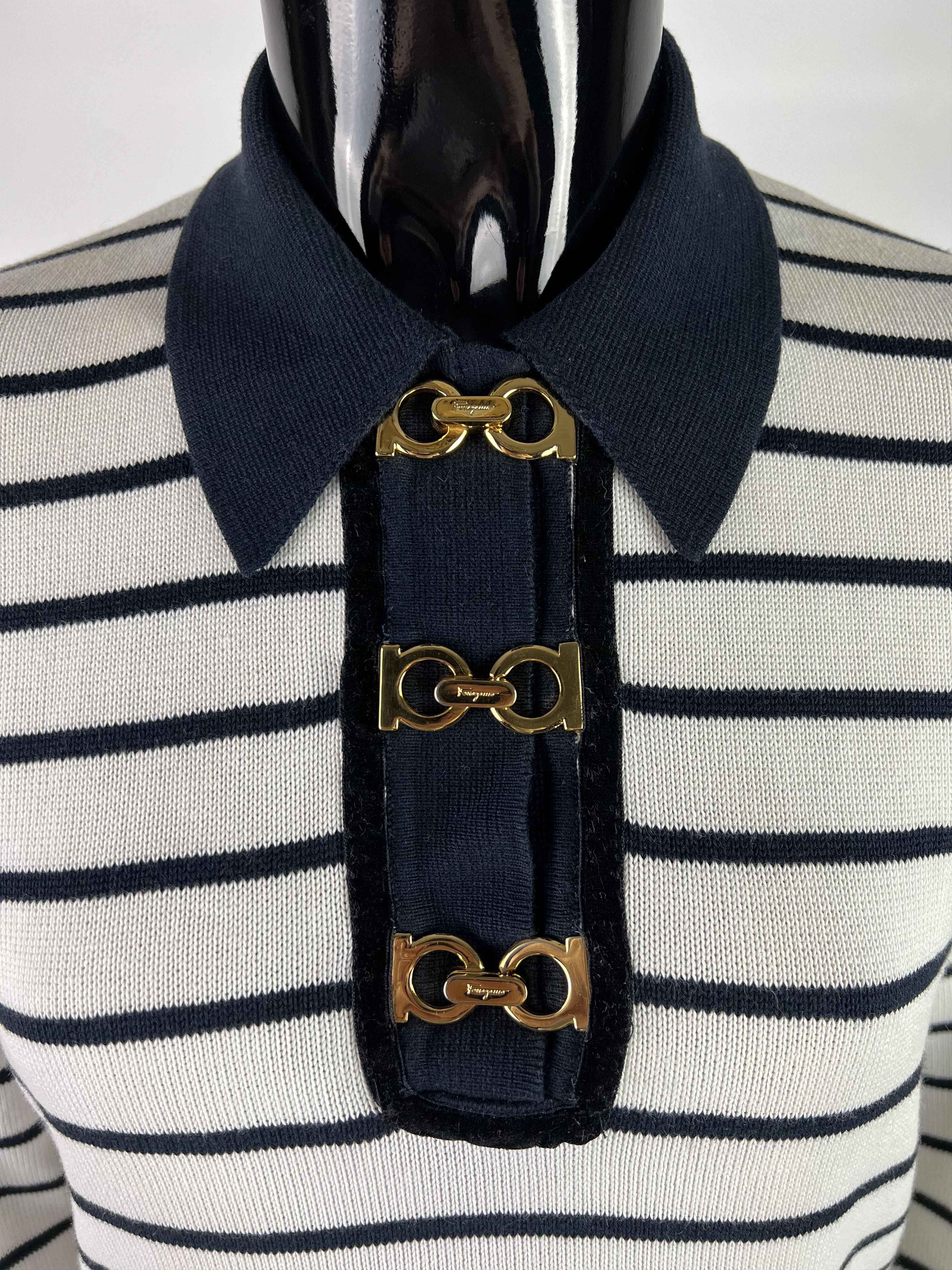 Salvatore Ferragamo Salvatore Ferragamo Vtg Women's Striped Sweater L Size L / US 10 / IT 46 - 4 Thumbnail