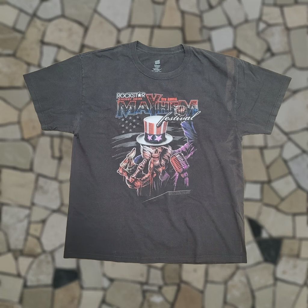 Hanes Rockstar Mayhem Festival 2012 Tour T-Shirt Mens L Boxy Fit 22x27 Double Sided Graphic Print Front Back Size US L / EU 52-54 / 3 - 1 Thumbnail