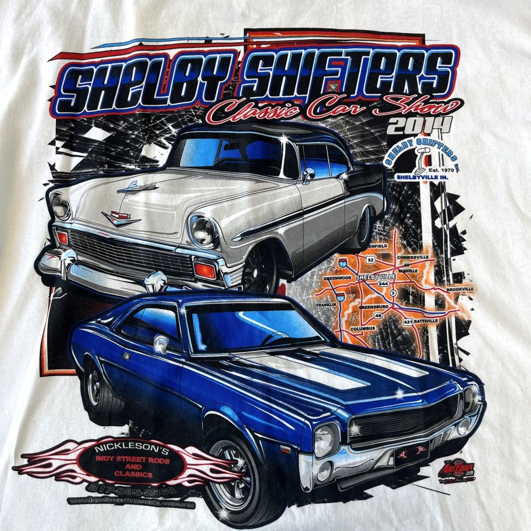 Gildan Shelby Shifters Classic Car Show Shirt Mens XL White 2011 Gildan Muscle Car Tee Size US XL / EU 56 / 4 - 6 Thumbnail