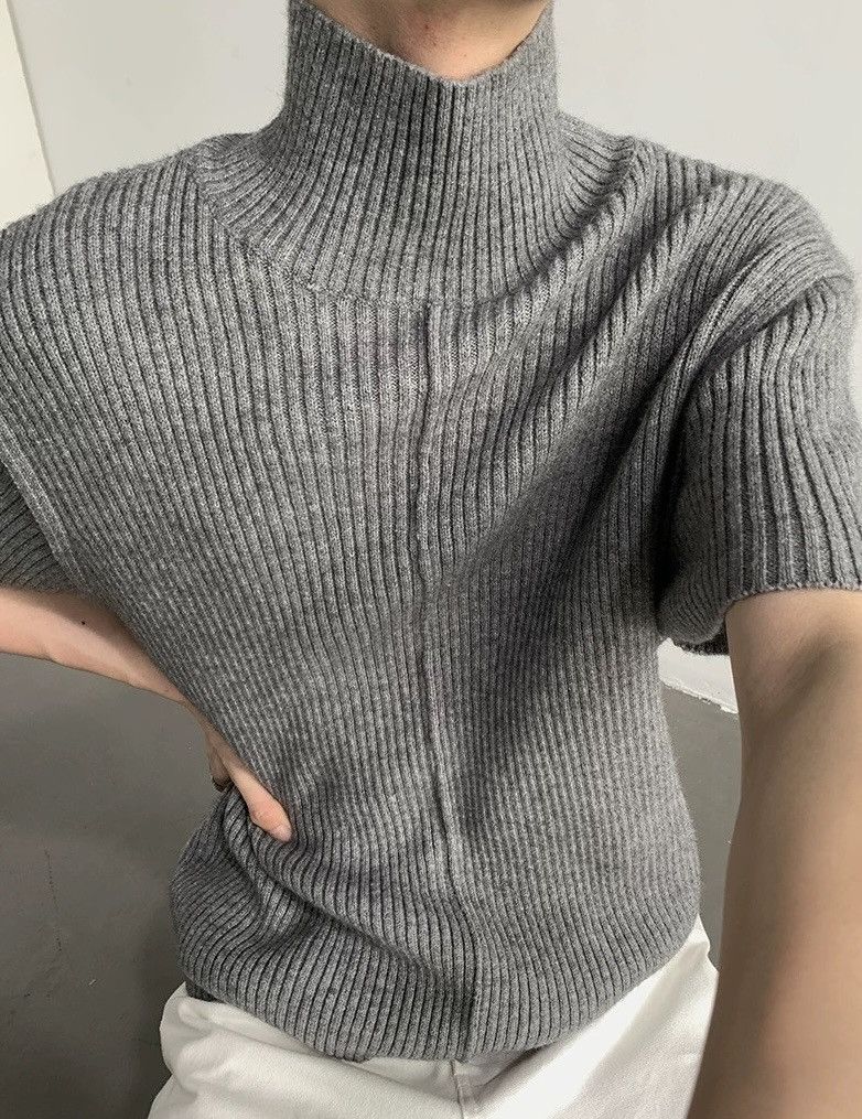 Japanese Brand × Vintage Cleanfit retro high neck ribbed short sleeve knit shirt Size US M / EU 48-50 / 2 - 3 Thumbnail