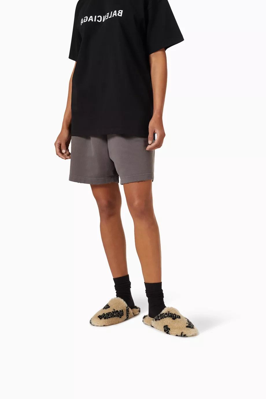 Balenciaga o1in1g0824 Teddy Mule Allover Logo in Beige/Black Size US 8 / IT 38 - 2 Thumbnail