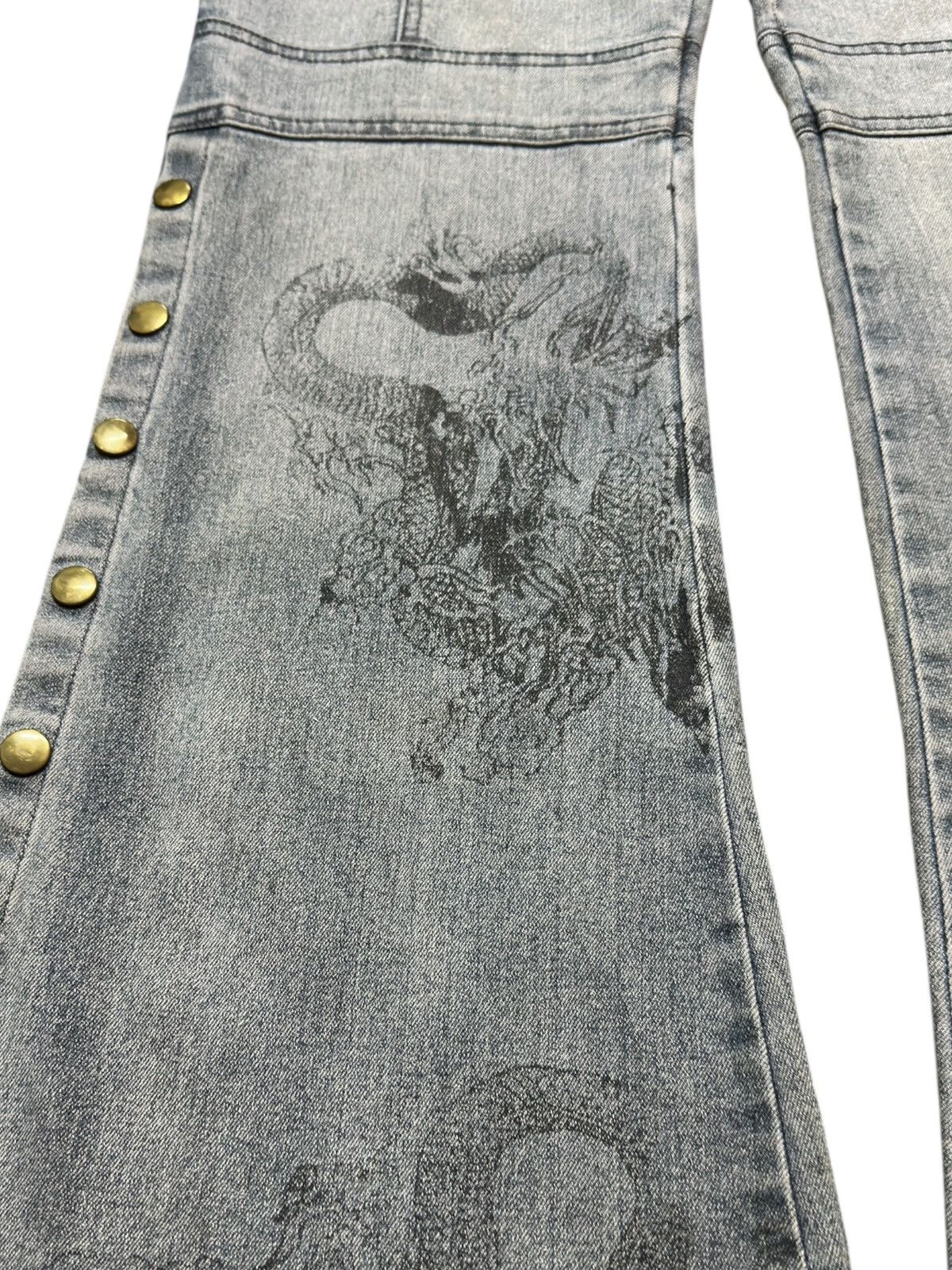 Kapital Vintage Souk Flare Bootcut Dragon Essence Faded Denim Size US 30 / EU 46 - 5 Thumbnail