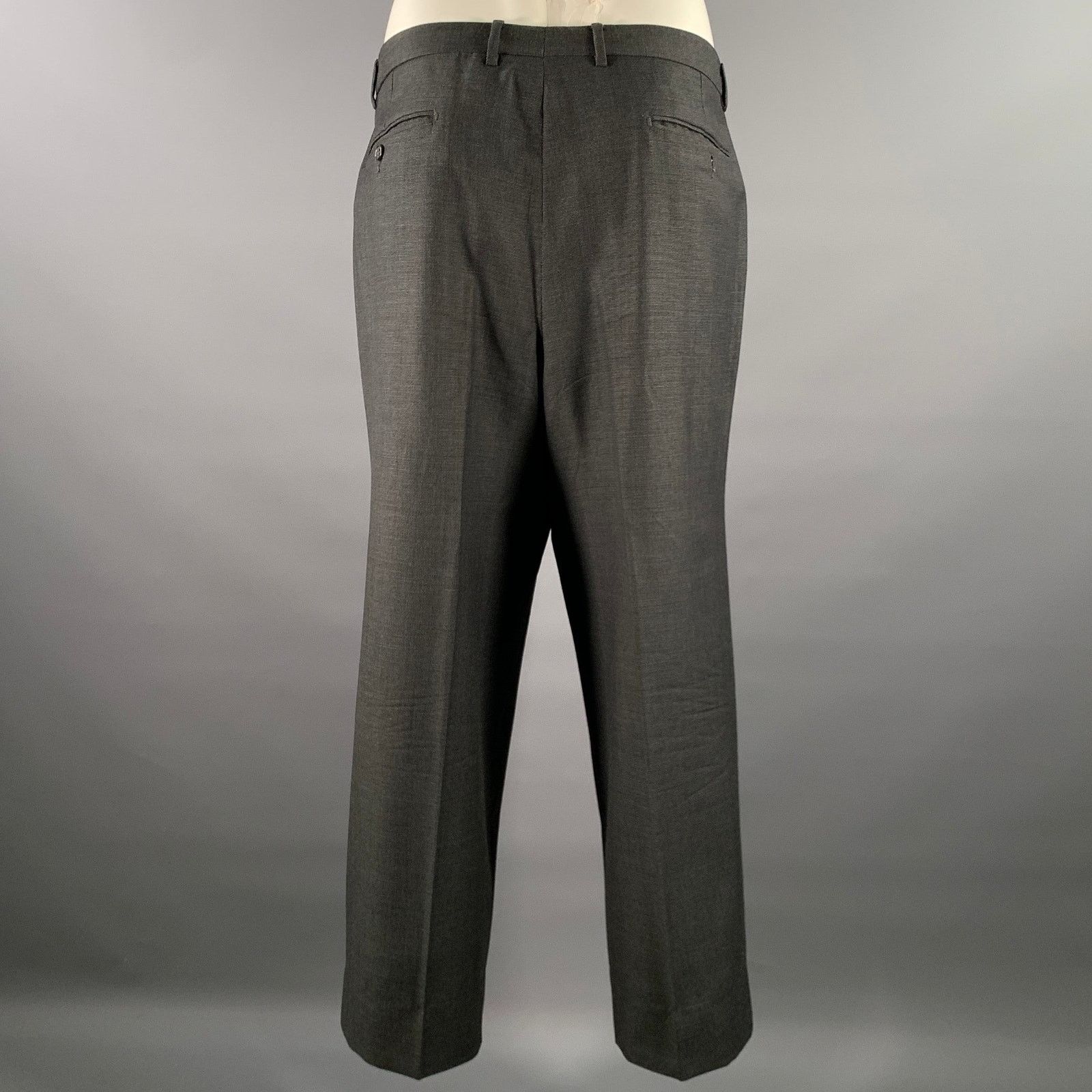 Ermenegildo Zegna ERMENEGILDO ZEGNA 46 Grey Nailhead Wool Peak Lapel Suit Size 46R - 5 Thumbnail