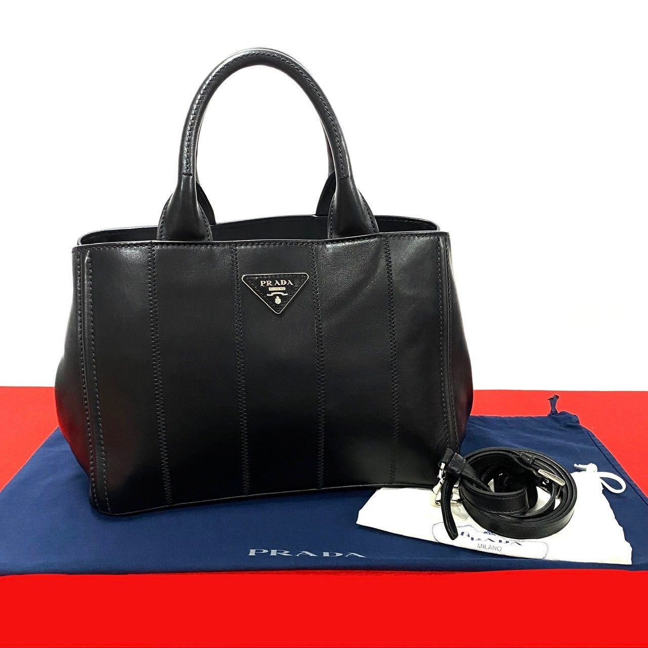 Prada Prada Shoulder Bag Black Leather Size ONE SIZE - 1 Thumbnail