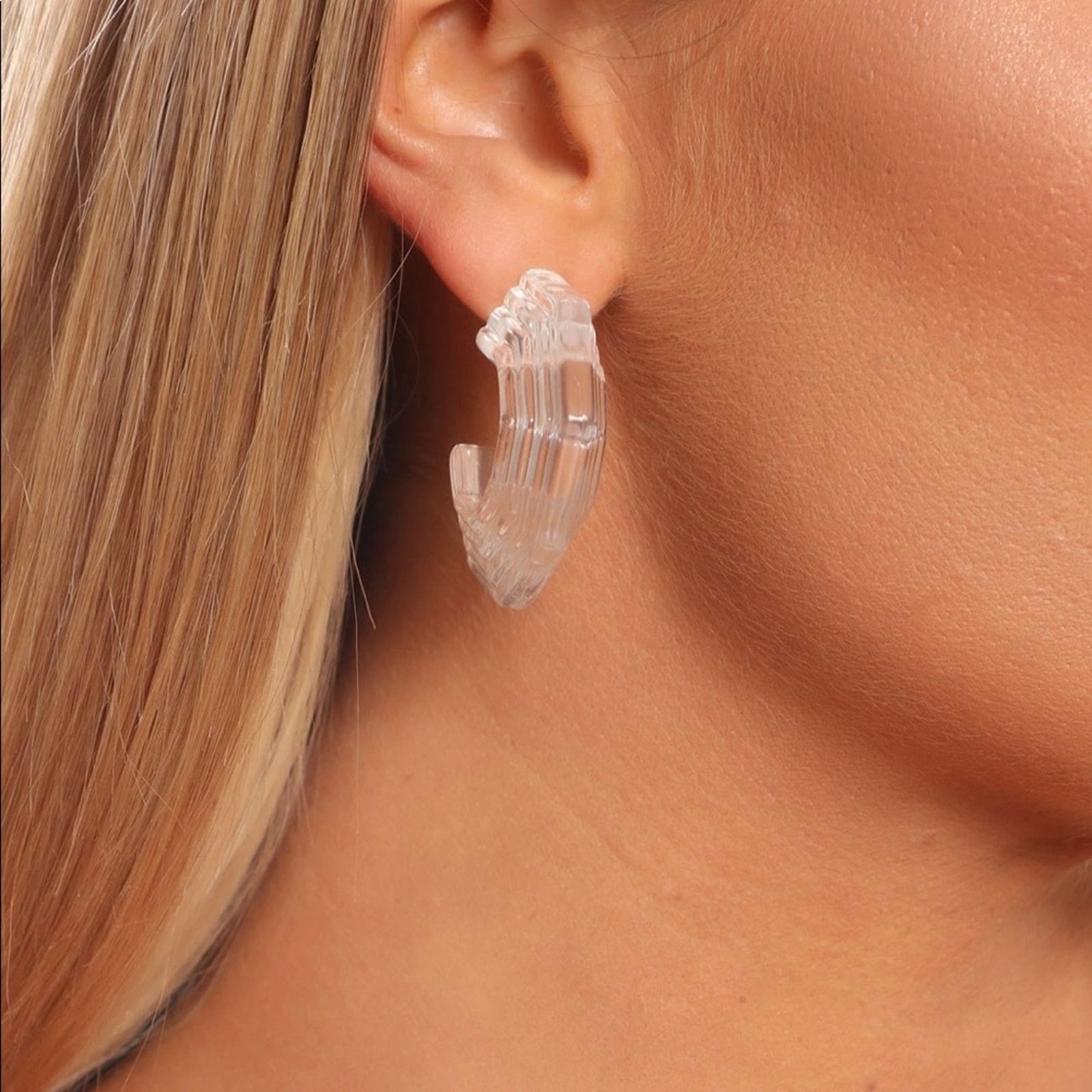 Other FASHION NOVA Clearly Into It Hoop Earrings NWT Size ONE SIZE - 1 Thumbnail