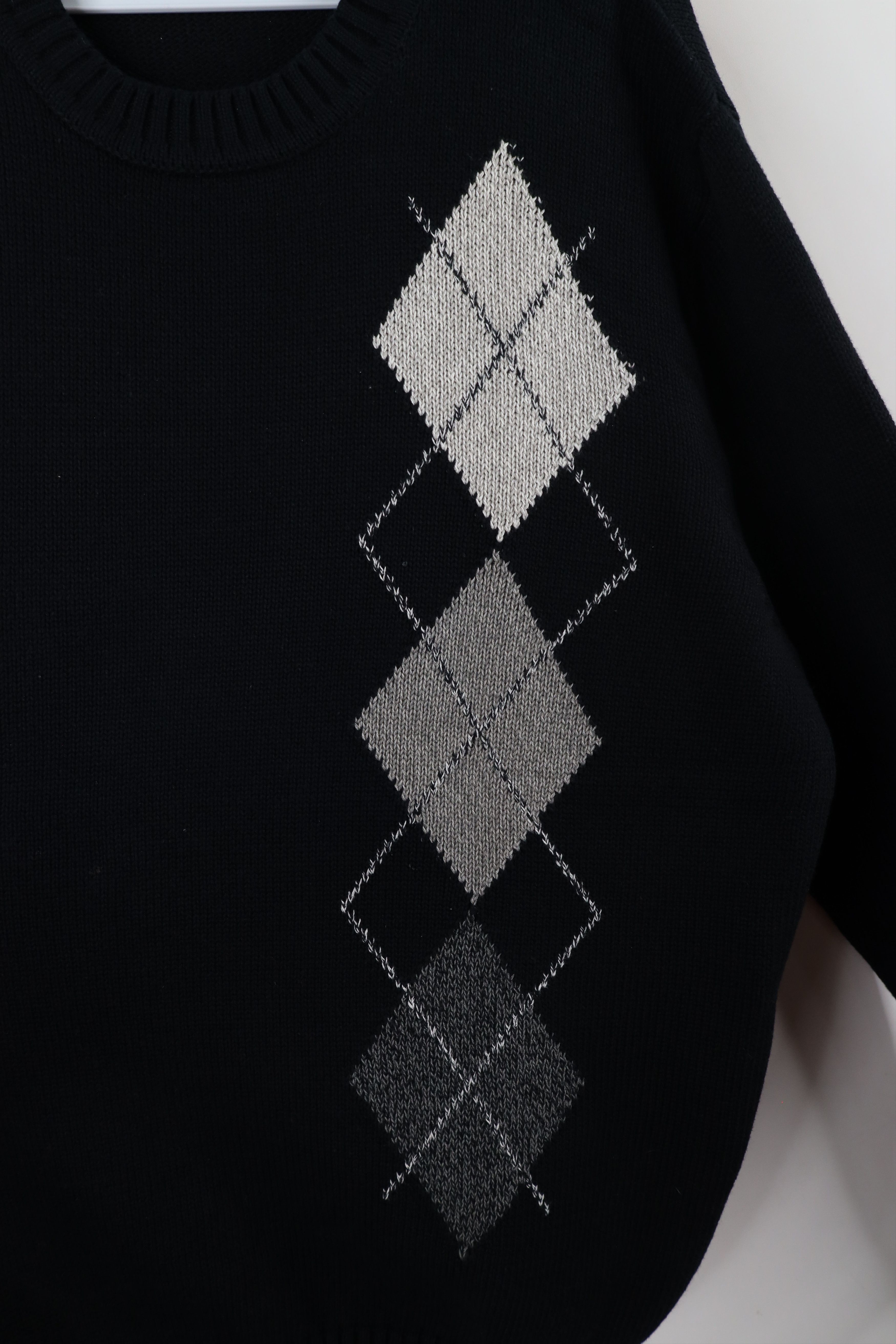 Vintage Vintage 90s Streetwear Cotton Argyle Diamond Knit Sweater Size US L / EU 52-54 / 3 - 4 Thumbnail