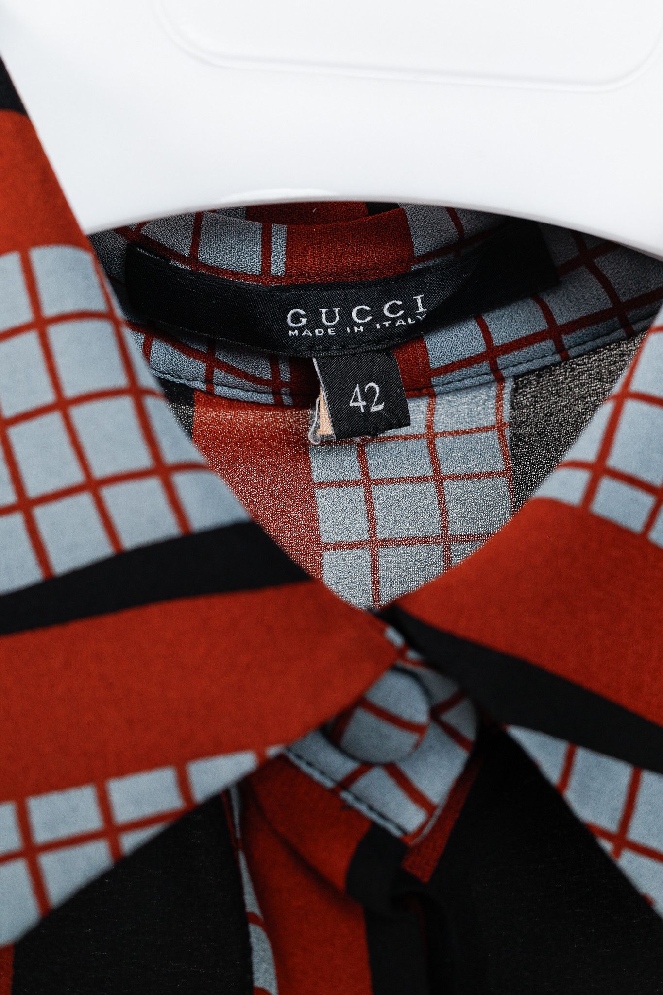 Gucci Gucci PF/15 Dusty Avio Triangle-Print Silk Shirt Size M / US 6-8 / IT 42-44 - 4 Thumbnail