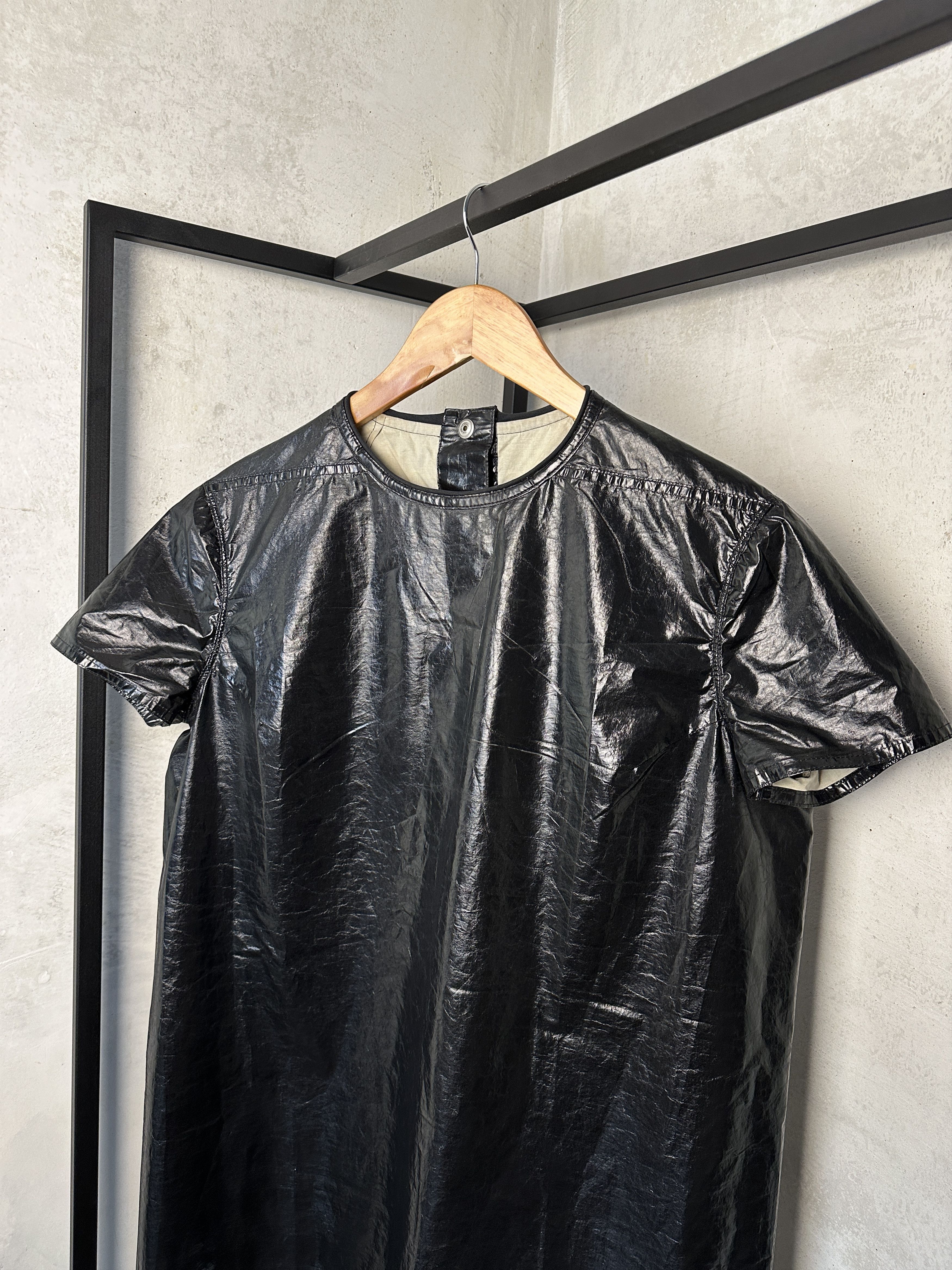 RICK OWENS DRKSHDW COATED TUNIC T-SHIRT DRESS IN BLACK