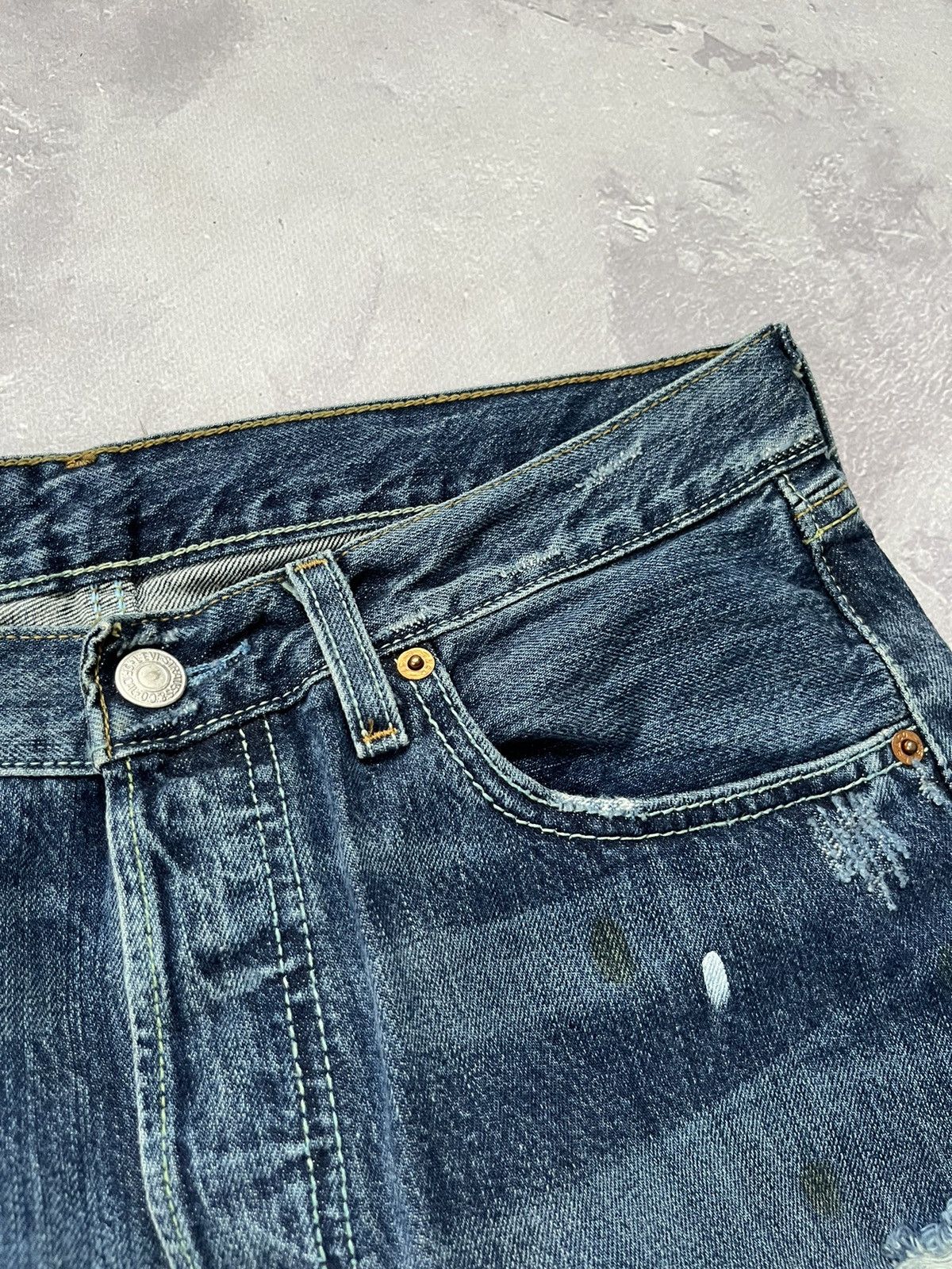 Levi's Vintage Levi’s 501 Distressed Painted Denim Blu Pants 32x32 Size US 32 / EU 48 - 6 Thumbnail