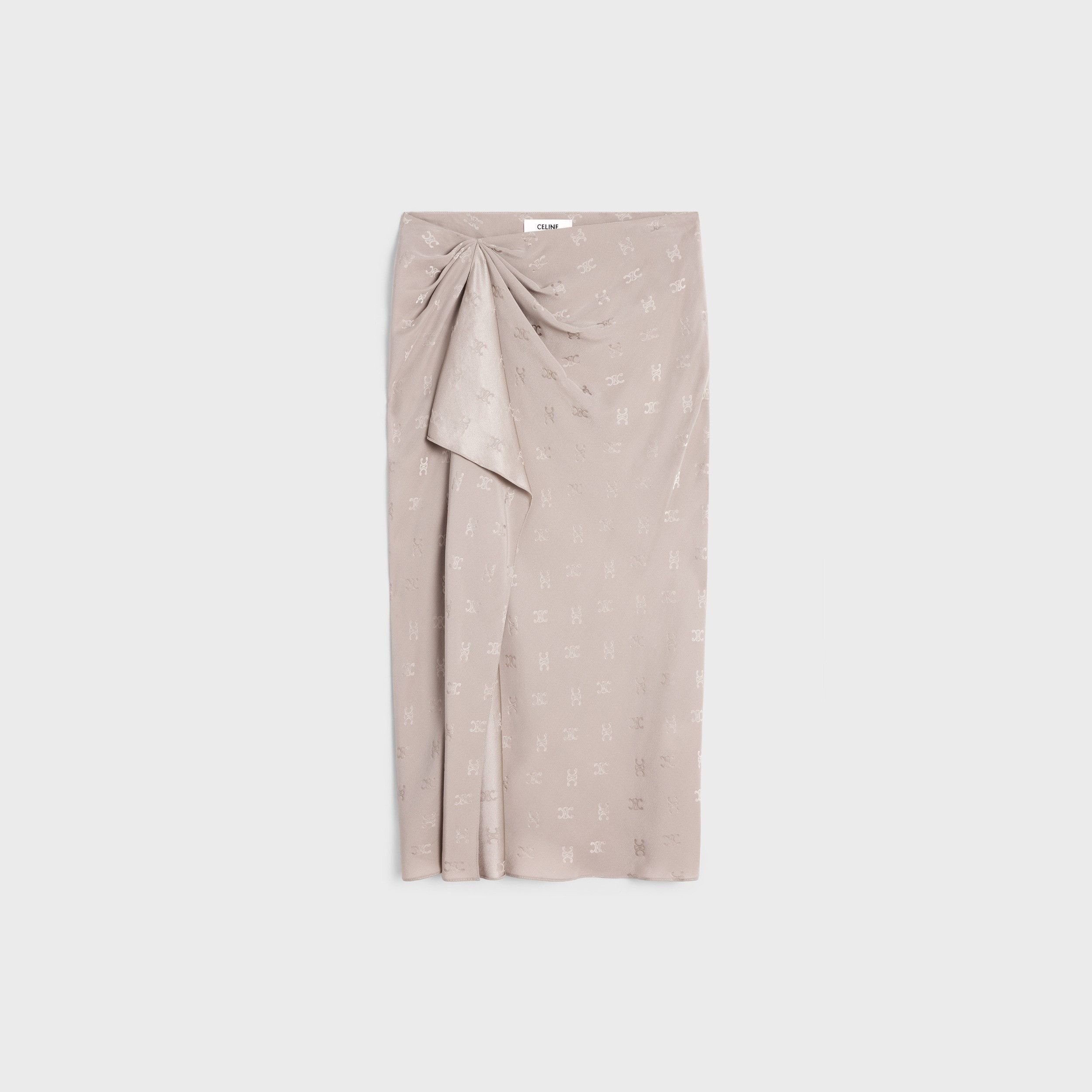 image of Celine O1W1Db10324 Draped Skirt In Silver, Women's (Size 38)