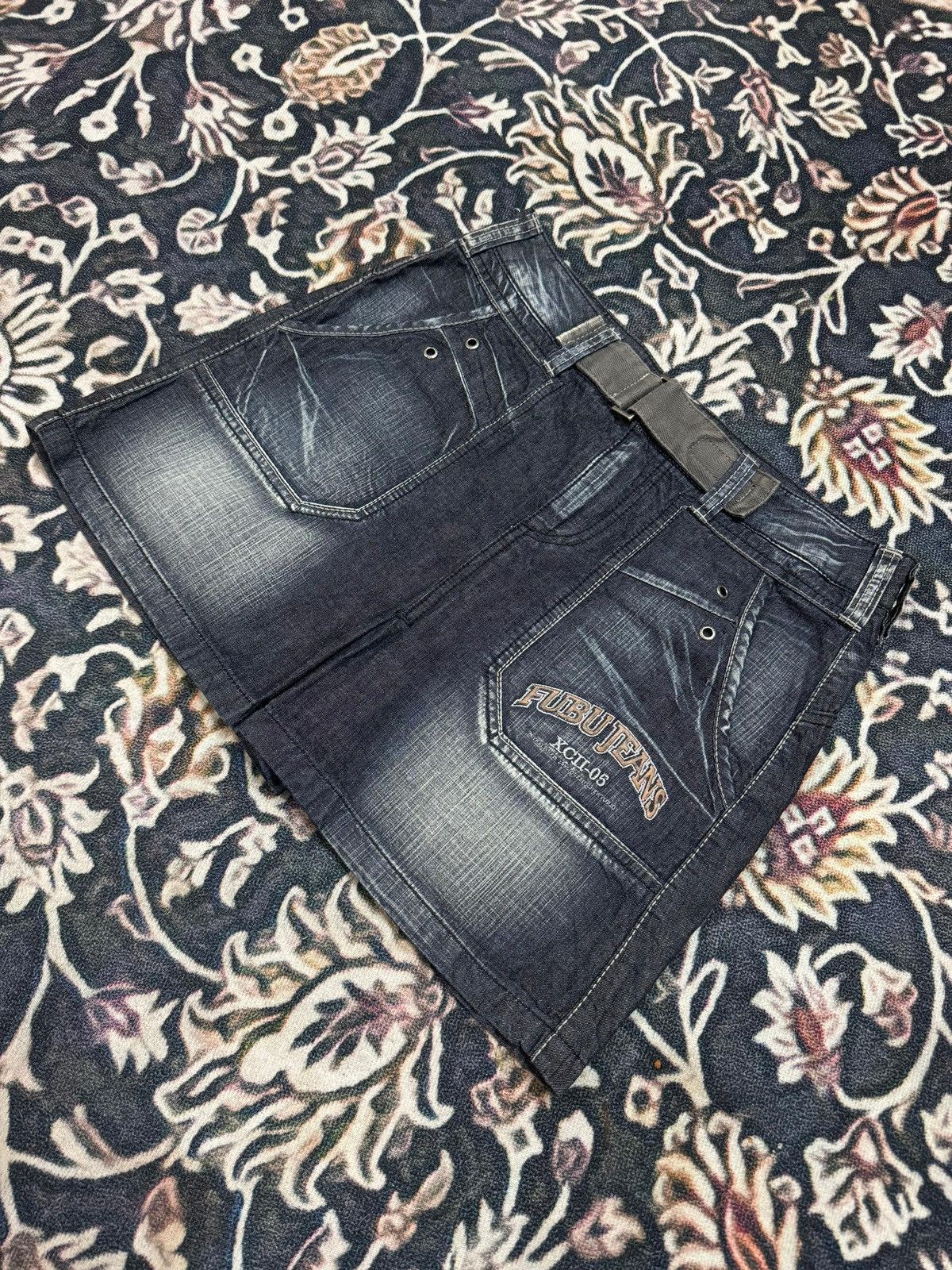 Seditionaries Vintage Fubu Jeans Punk Grunge Mini Skirt Denim Punk Skirt Size 30" / US 8 / IT 44 - 1 Thumbnail