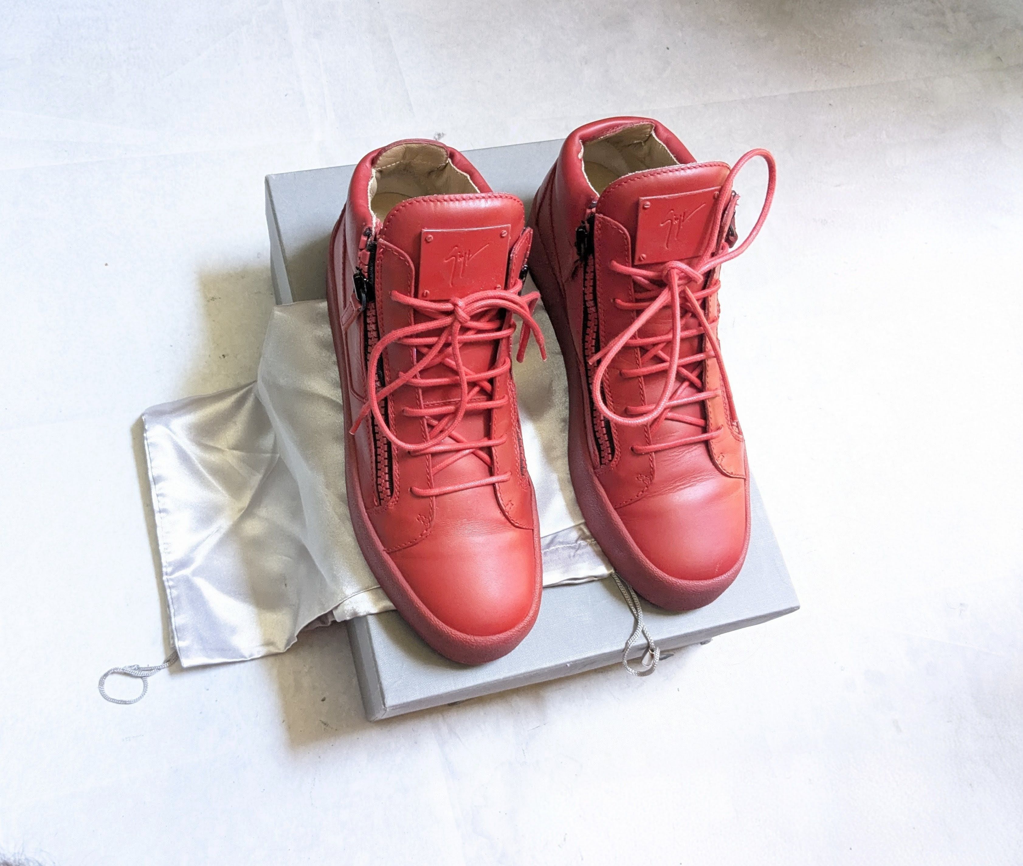 Giuseppe Zanotti Giuseppe Zanotti High Top Sneakers Red 10.5 43.5 Leather Size US 10.5 / EU 43-44 - 1 Thumbnail