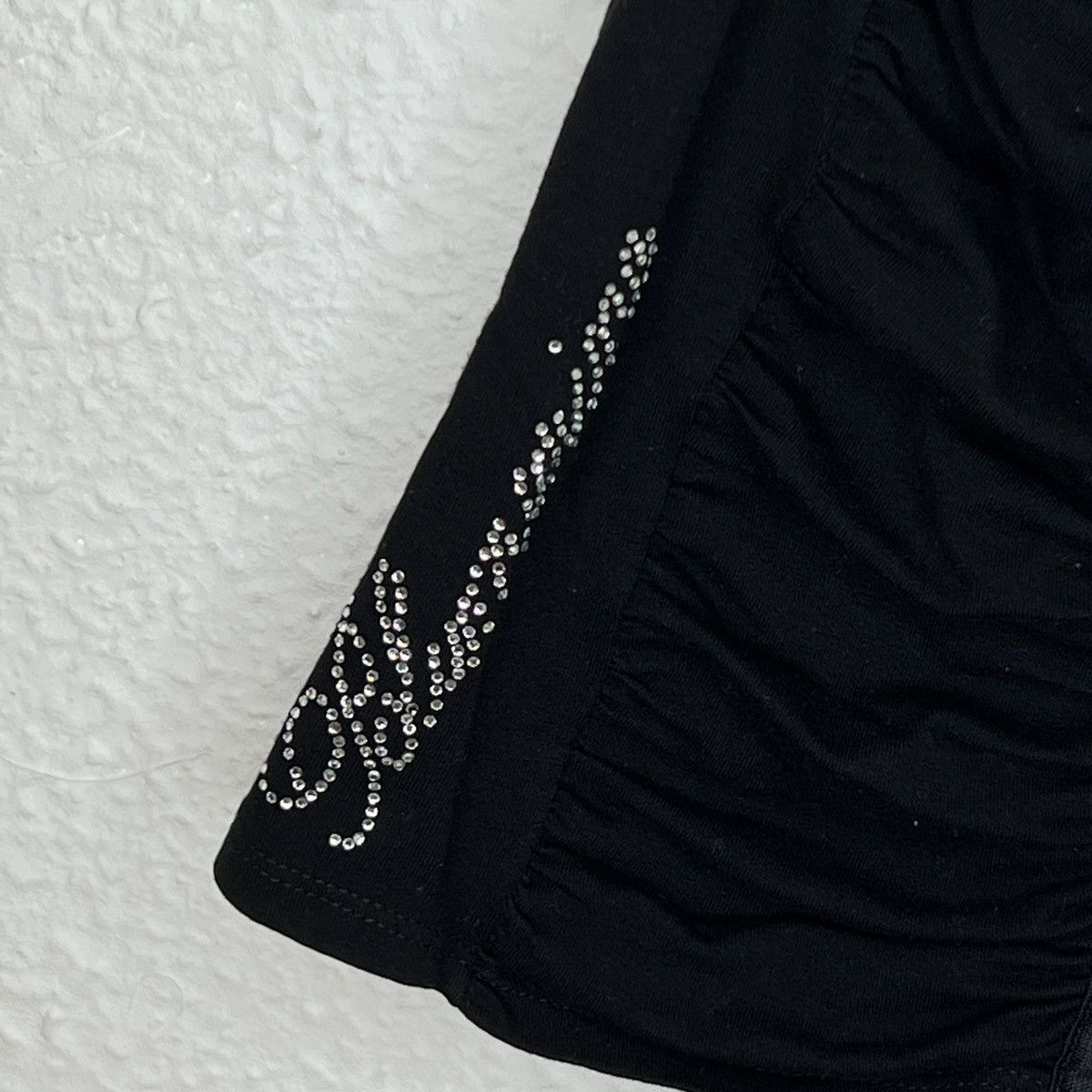 Blumarine × Designer × Japanese Brand Blumarine Crop Top Blouse Black Rhine Stone Logo Y2K Size S / US 4 / IT 40 - 4 Thumbnail
