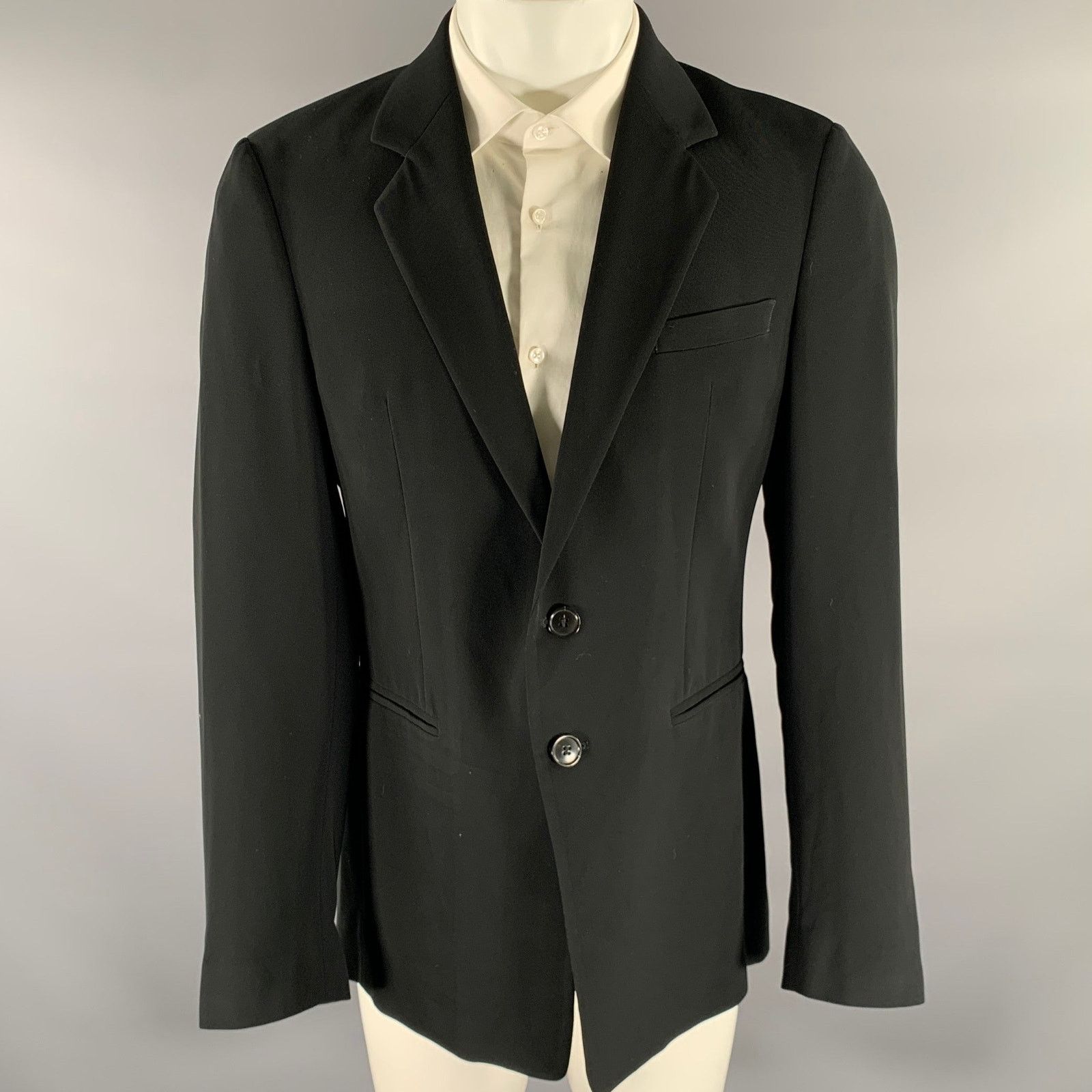 Emporio Armani EMPORIO ARMANI 40 Black Polyester Notch Lapel Sport Coat Size 40R - 1 Thumbnail