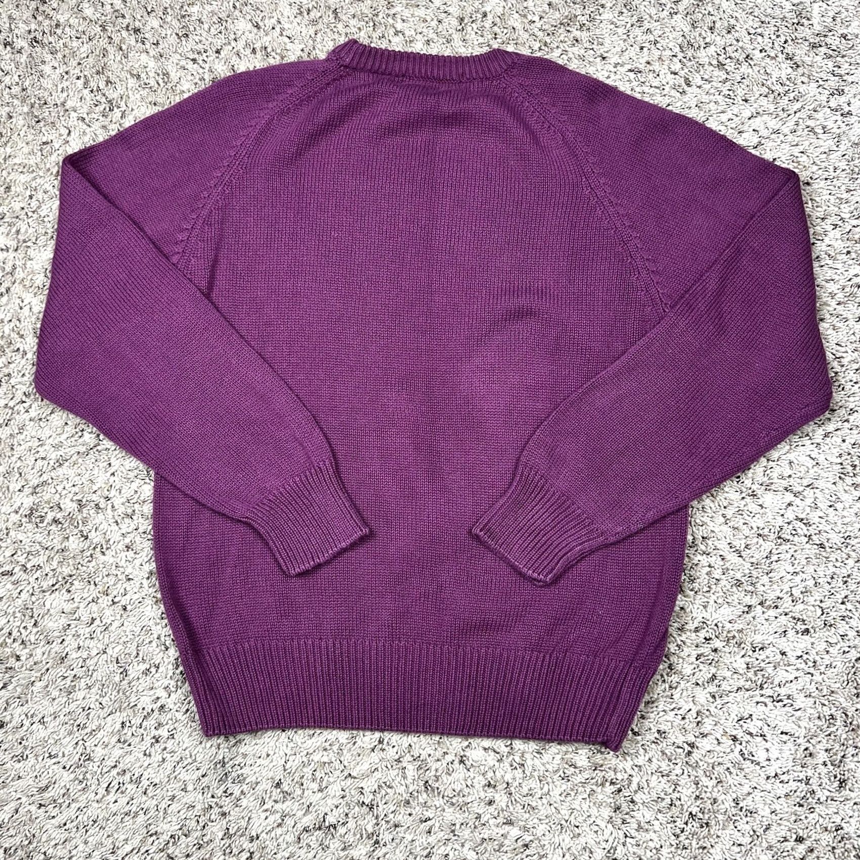 Vintage VINTAGE Eddie Bauer Womens Knit Sweater Medium Purple 100% Cotton Heavyweight Pullover Long Sleeve Crew Neck Knit 90s Womens Size M / US 6-8 / IT 42-44 - 3 Thumbnail