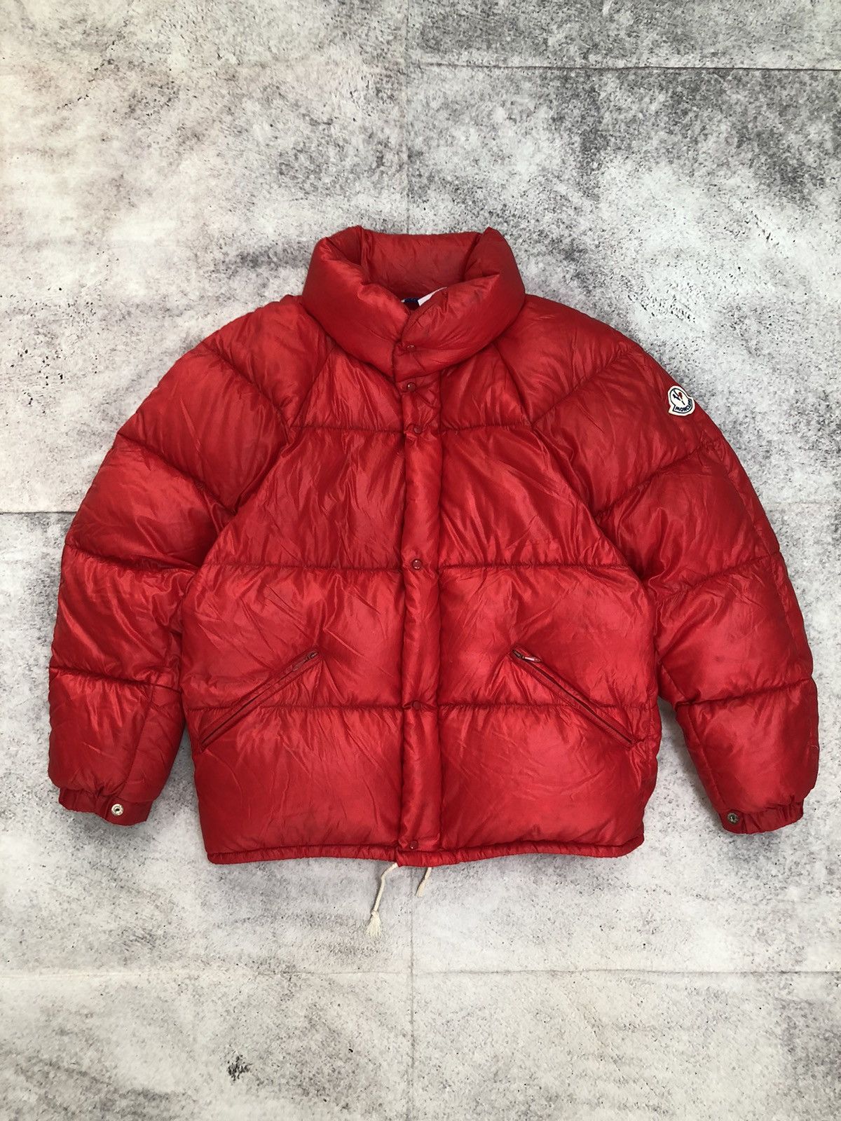 Image of Vintage Moncler Puffer Jacket 80's Made In France in Red, Men's (Size Medium)