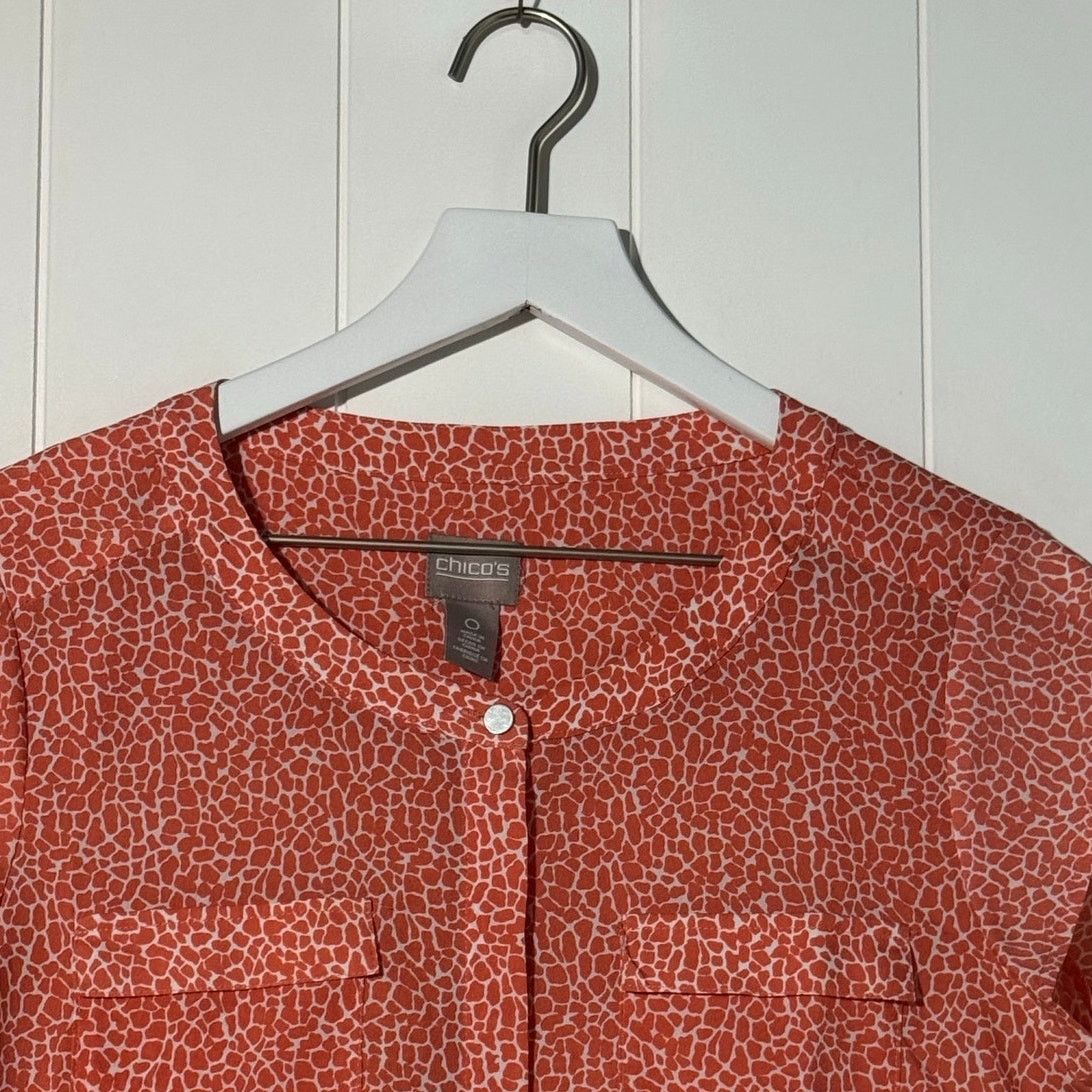 Chicos Chico's Womens Small Orange Animal Print Sleeveless Blouse Size S / US 4 / IT 40 - 2 Thumbnail