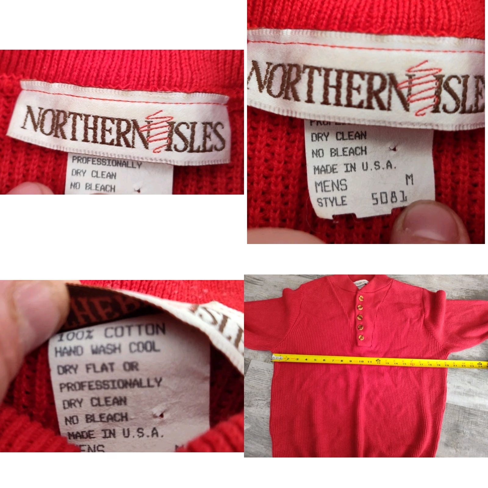 Vintage VINTAGE Northern Isles Men's Red Cotton Knit Sweater Pullover Casual Formal Winter Fall Spring Summer Regular M Size US M / EU 48-50 / 2 - 8 Thumbnail