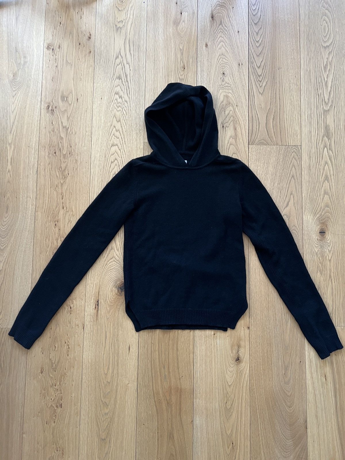 image of Rick Owens Strobe Fw22 Cashmere Hooded Sweater in Black, Women's (Size XS)