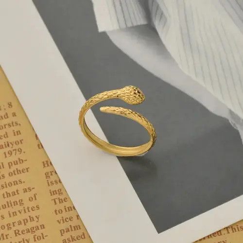 Jewelry Golden Snake Ring Size ONE SIZE - 1 Thumbnail